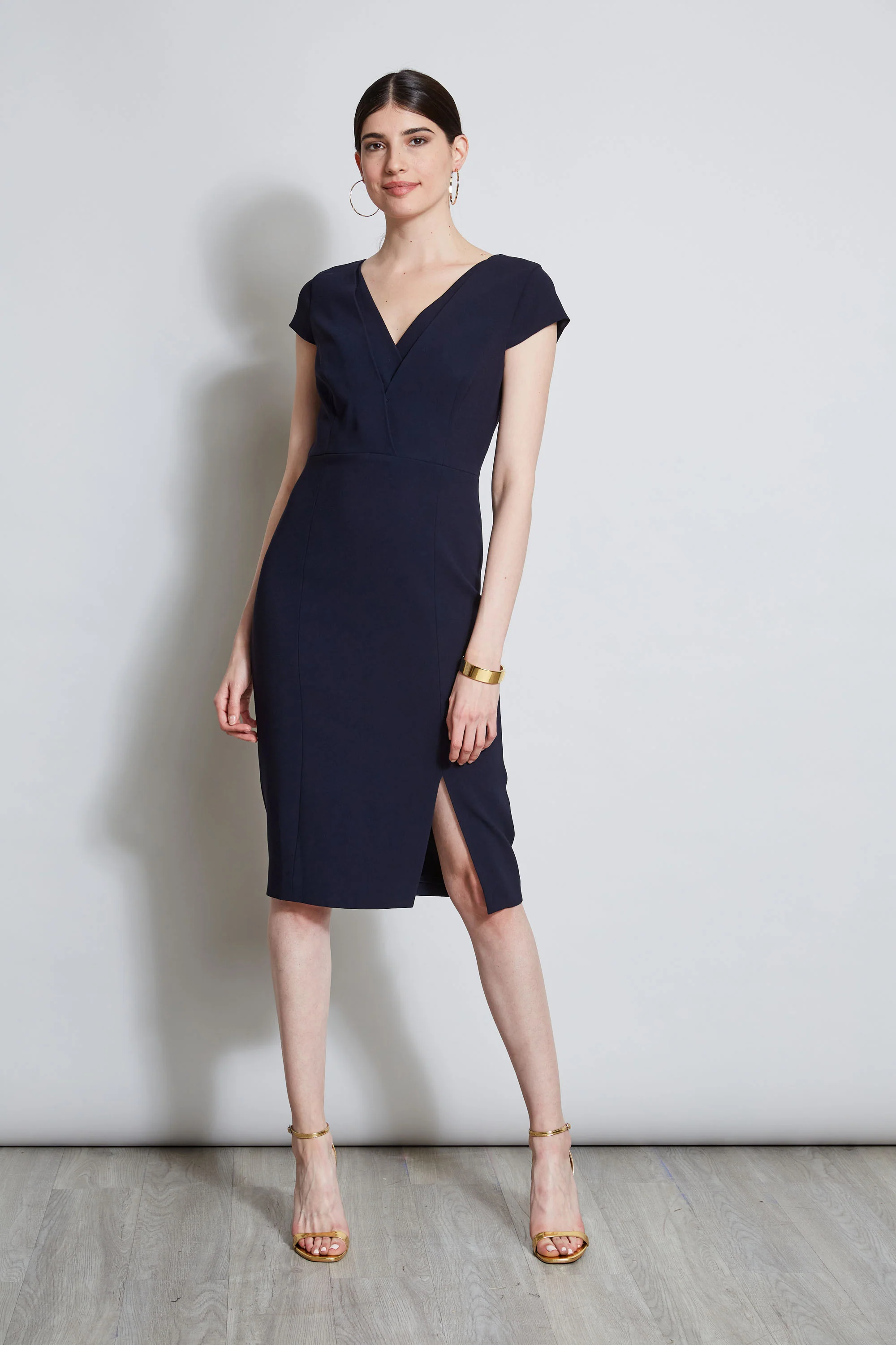 V-Neck Crepe Dress - Murepair