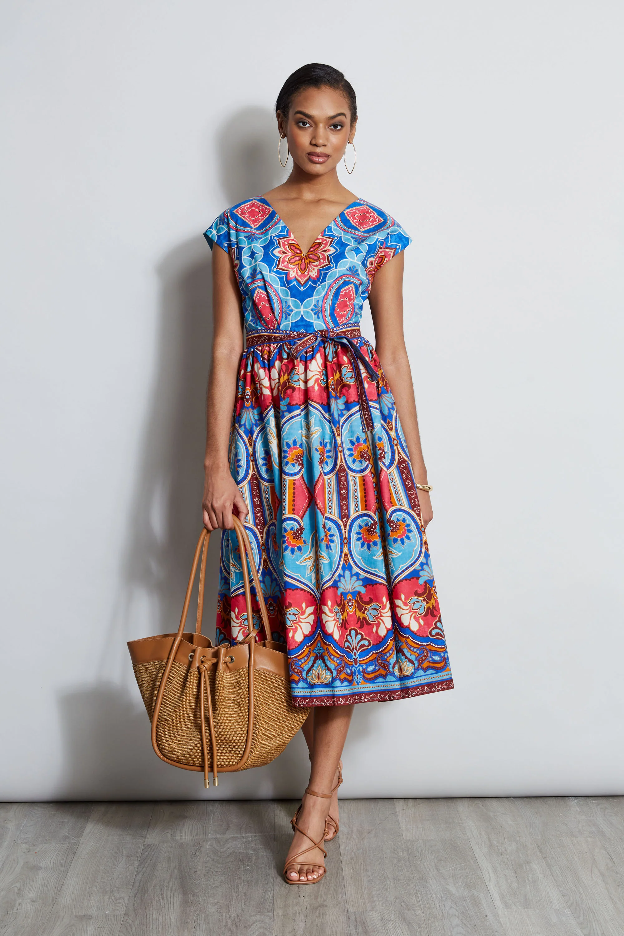Tapestry Floral Cotton Midi Dress - Murepair