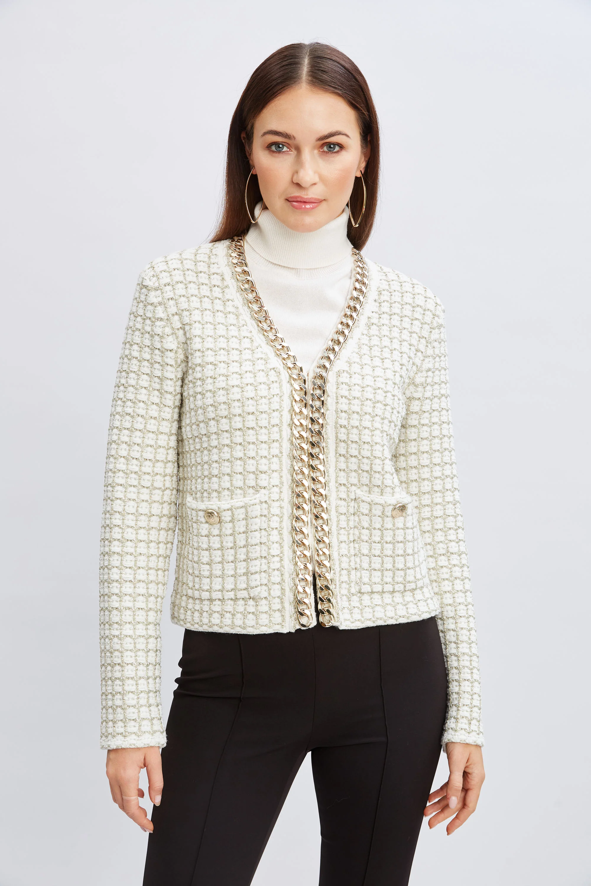 Chain Trim Metallic Cardigan - Murepair