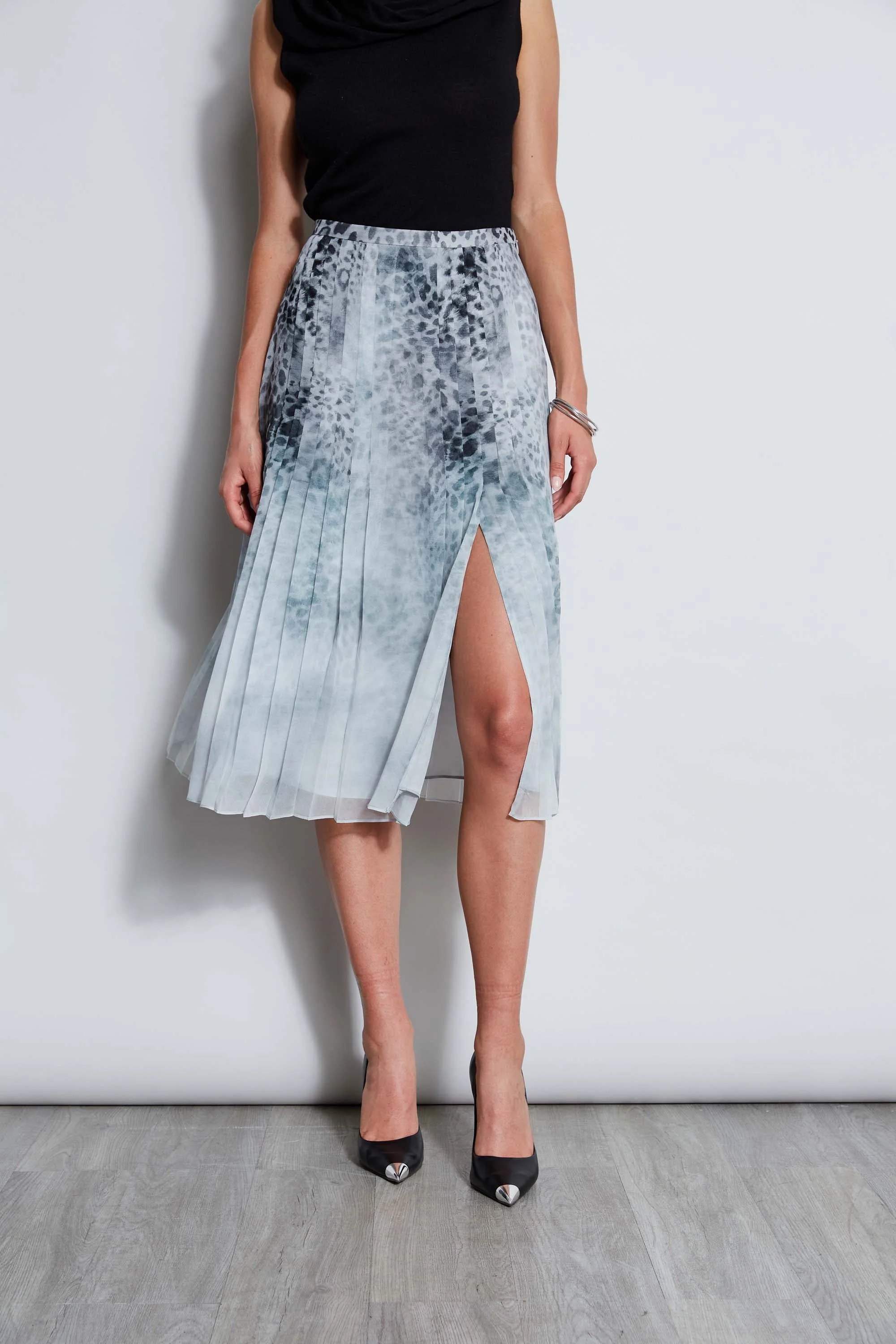Silk Chiffon Pleated Cheetah Skirt - Murepair