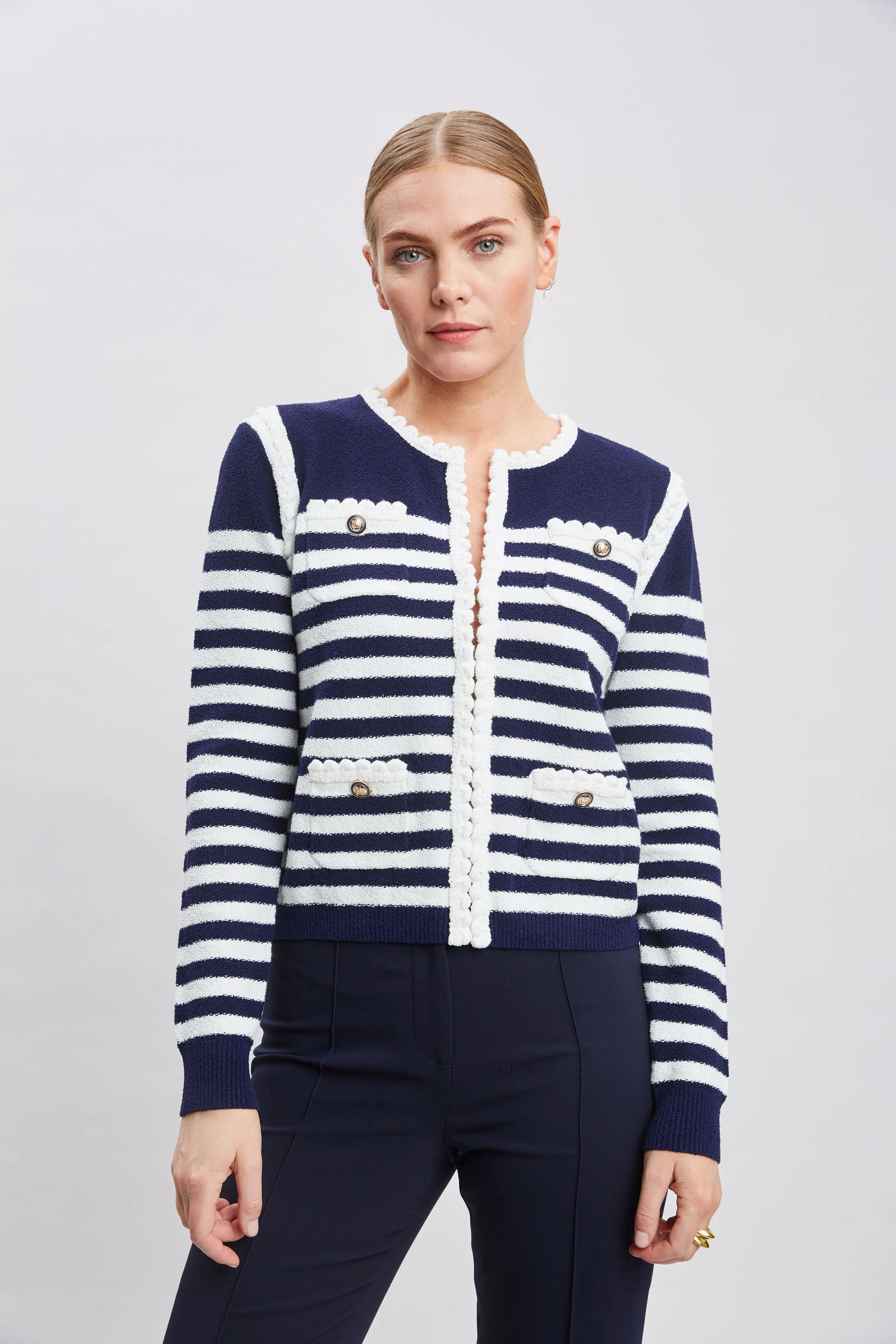 T-Tahari Striped Cardigan Jacket - Murepair