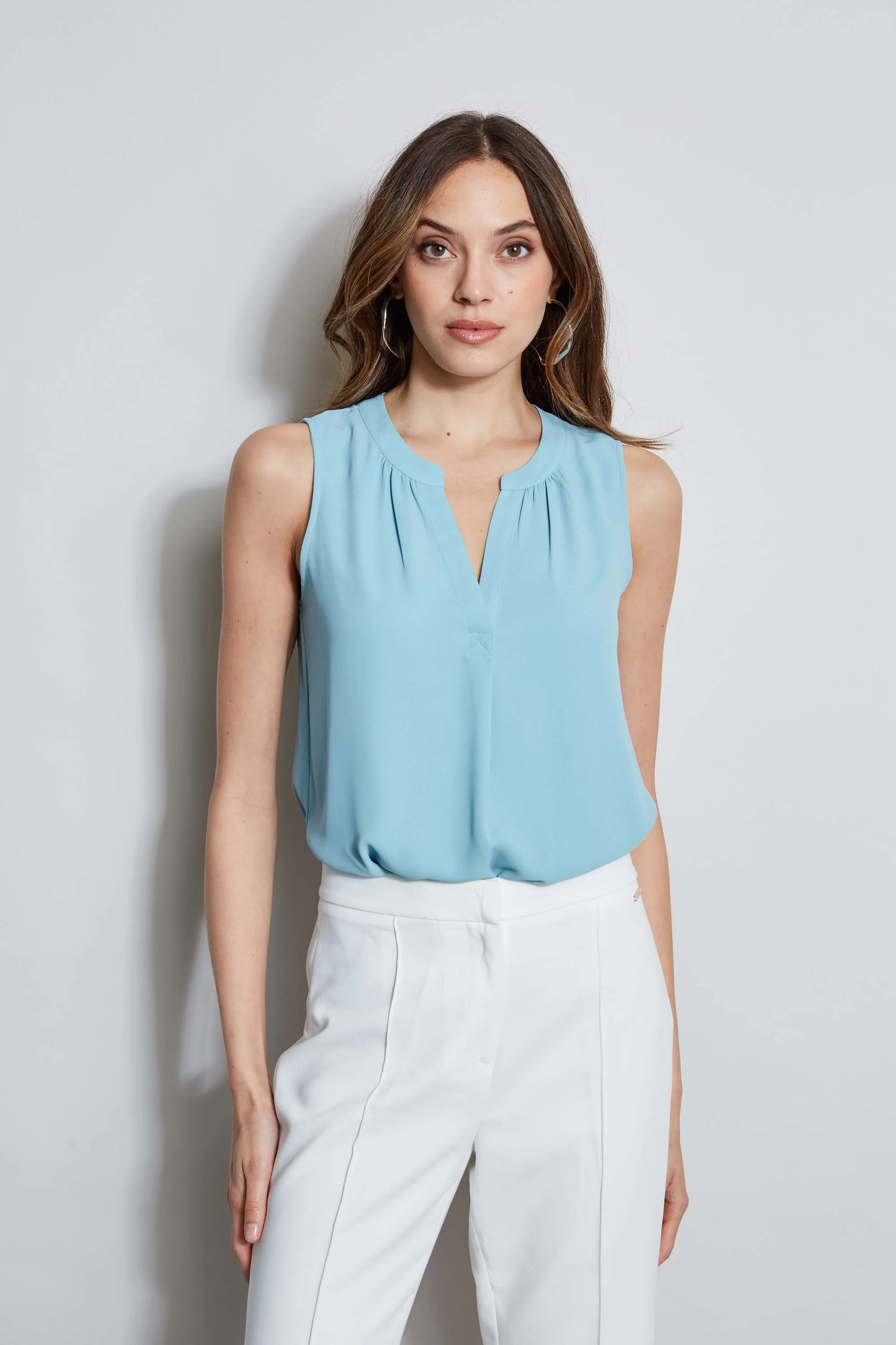 T-Tahari Sleeveless Split Neck Top - Murepair
