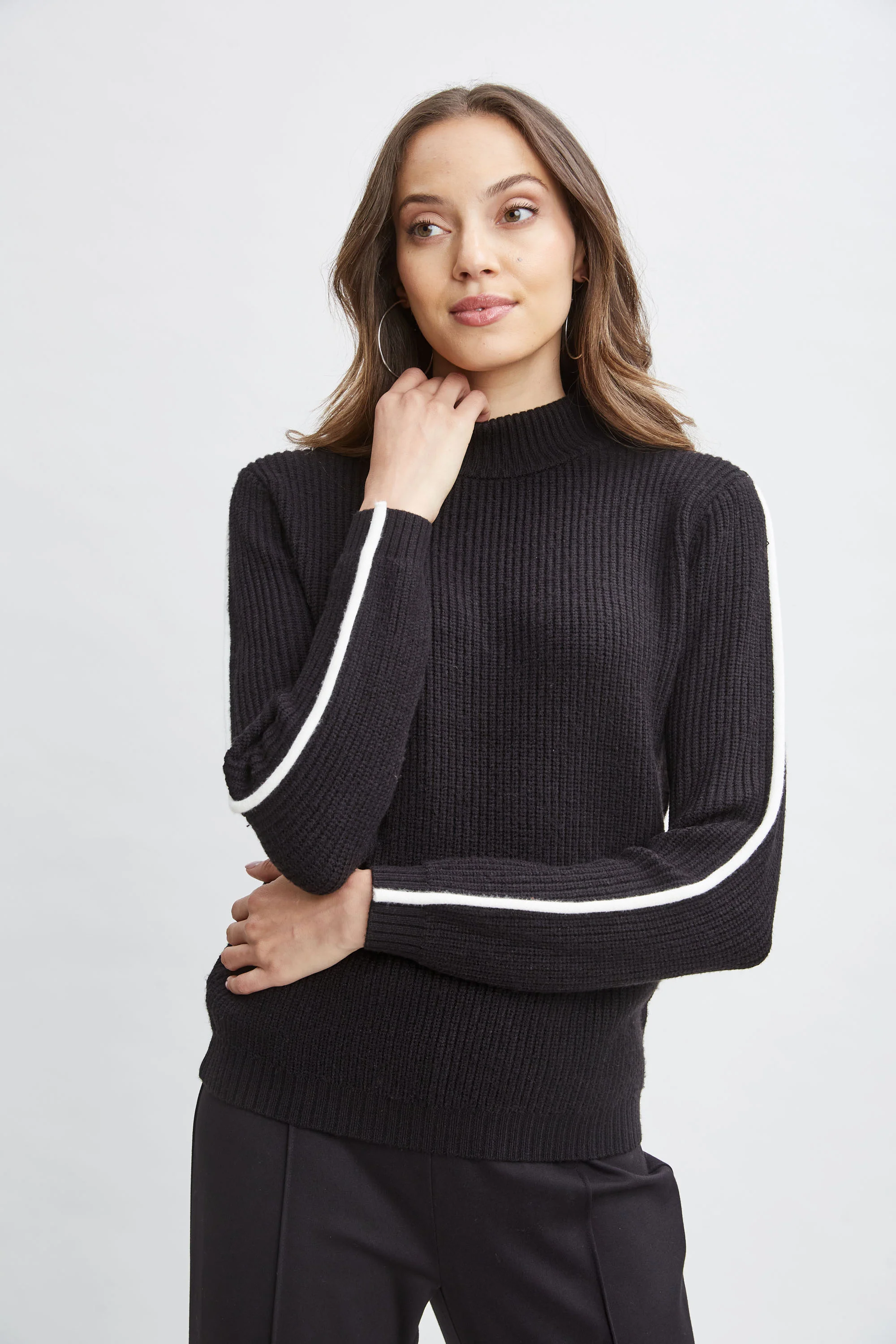 T-Tahari Stripe Sleeve Sweater - Murepair