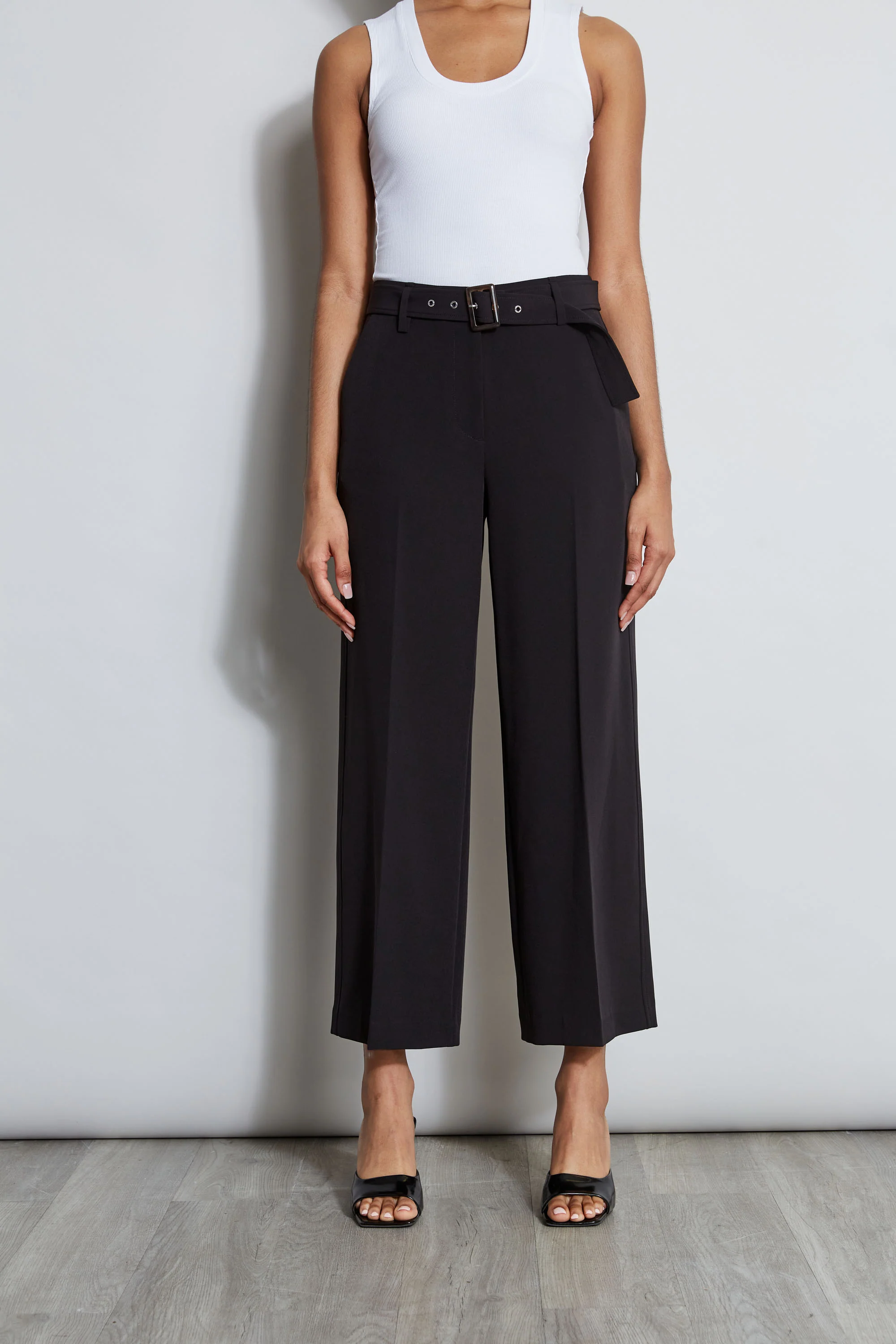 Wide Leg Cropped Belted Pant - Murepair