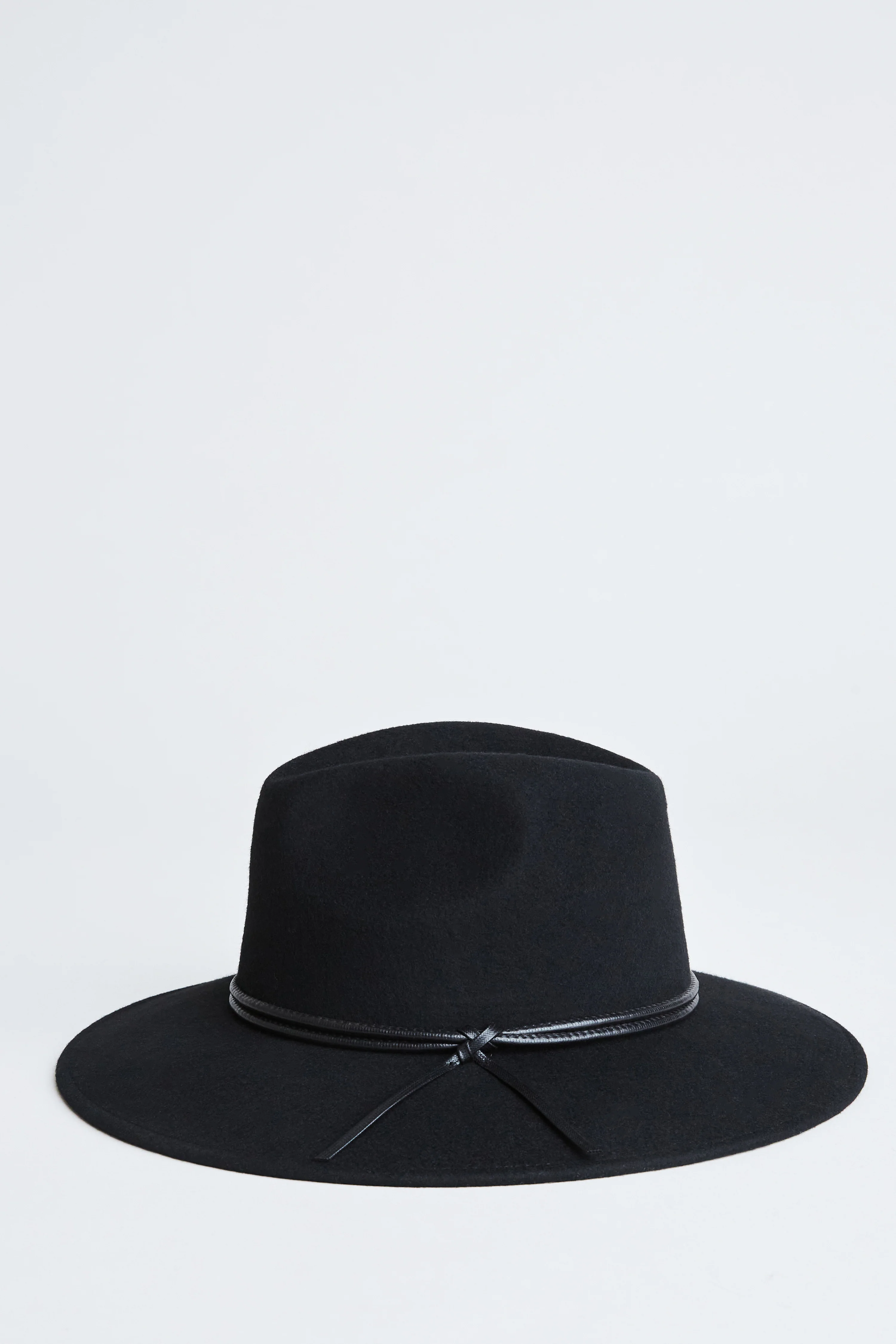 Wool Wide Brim Leather Trim Fedora Hat - Murepair