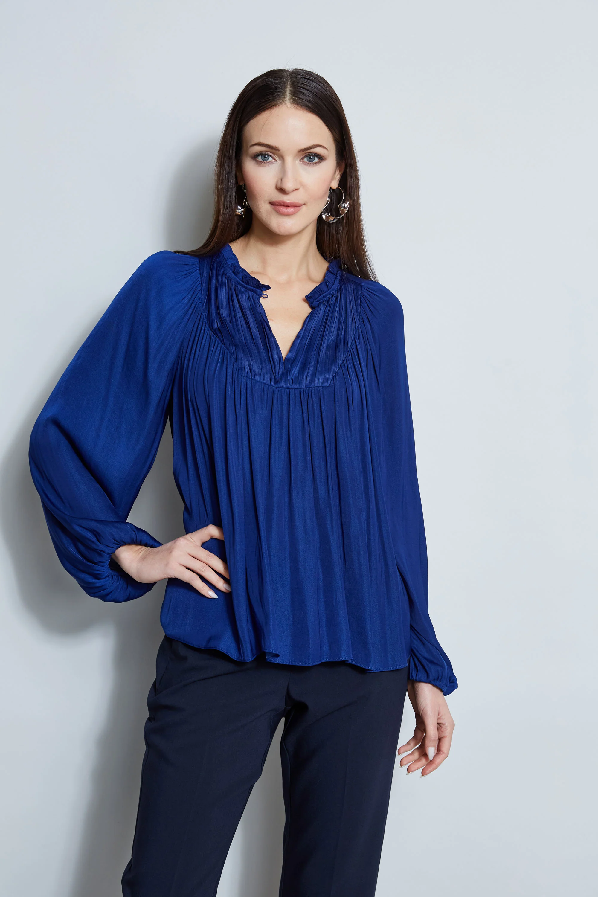 T-Tahari Pleated Blouson Shirt - Murepair