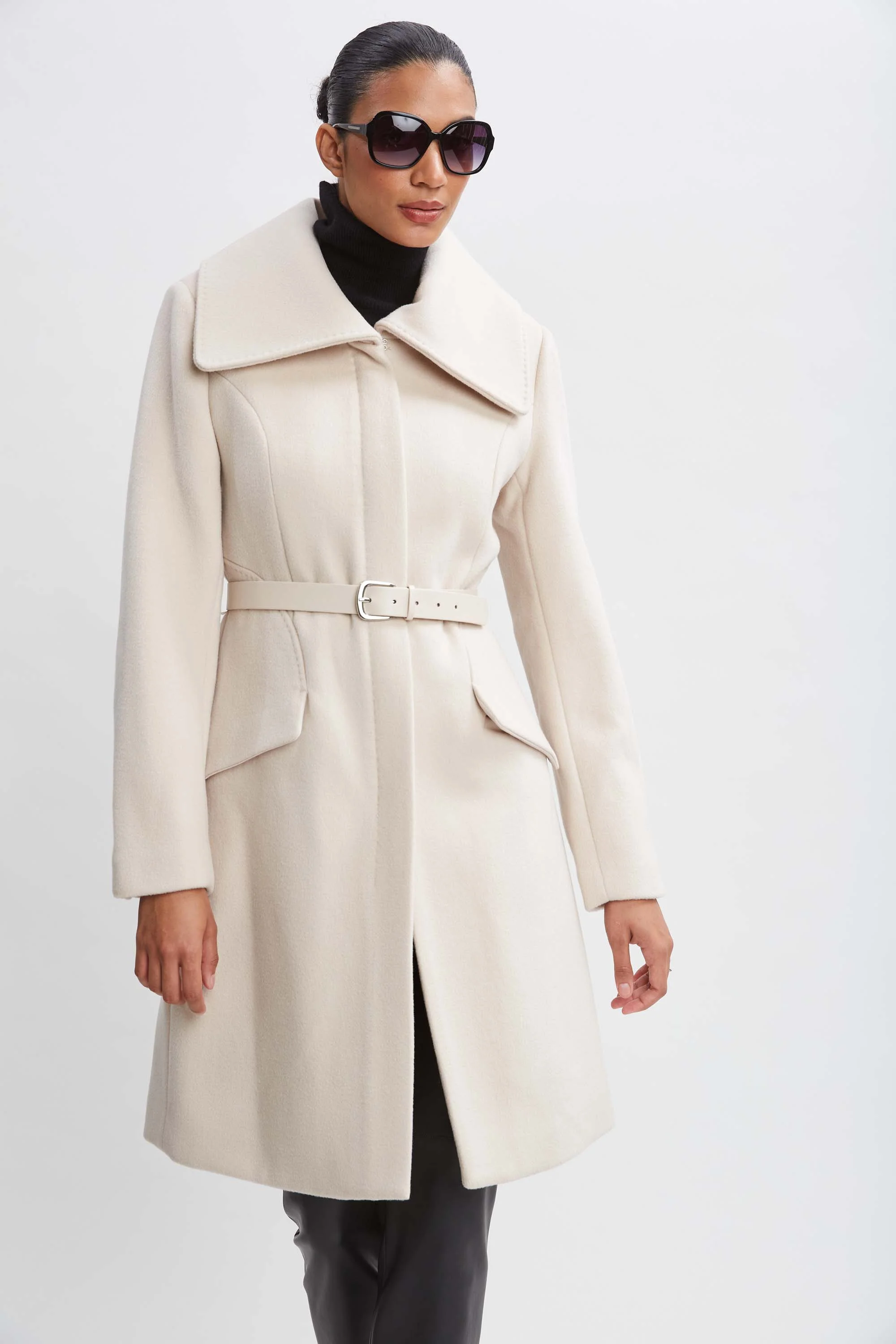 Wool Belted Panel Coat - Murepair