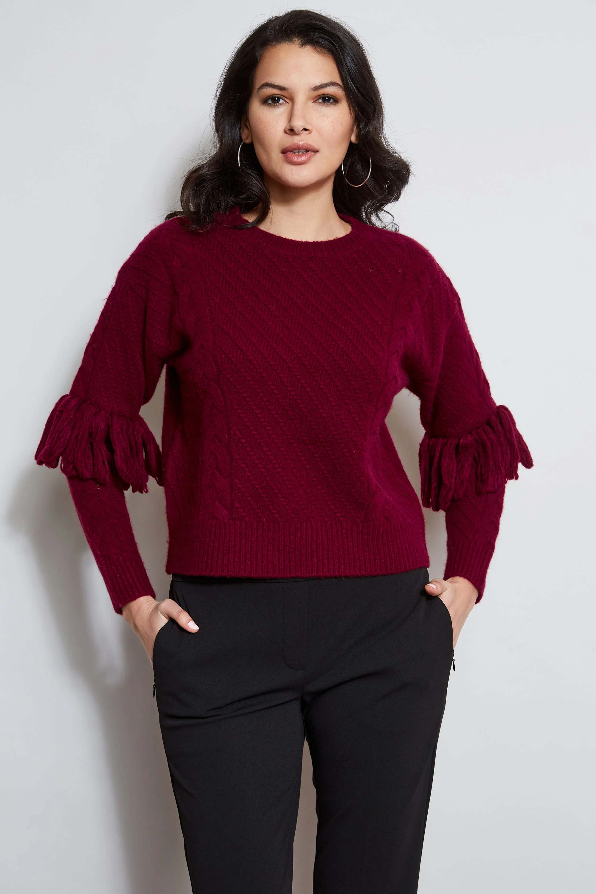 Cable Knit Fringe Sweater - Murepair