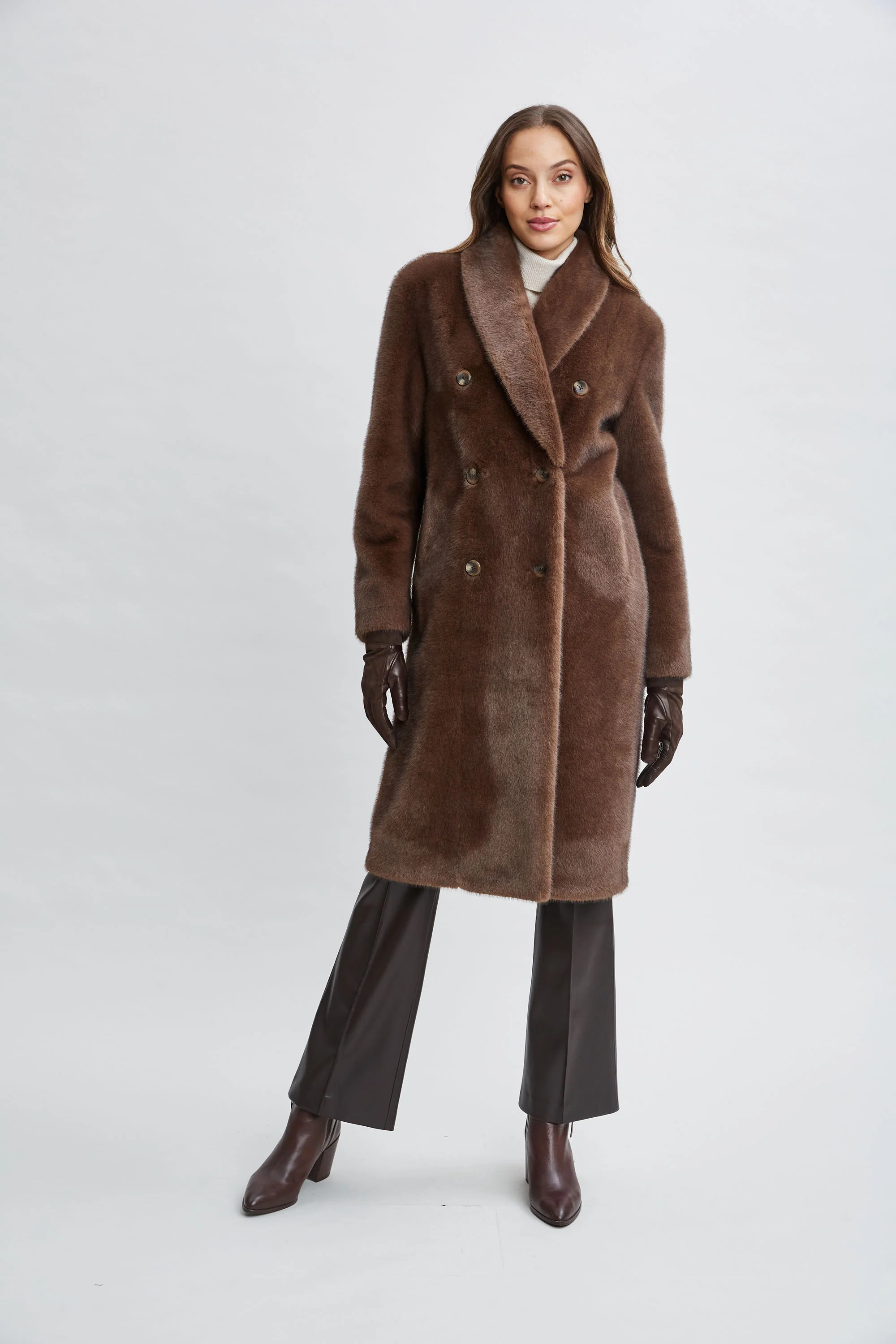 Vegan Fur Double Breasted Coat - Murepair