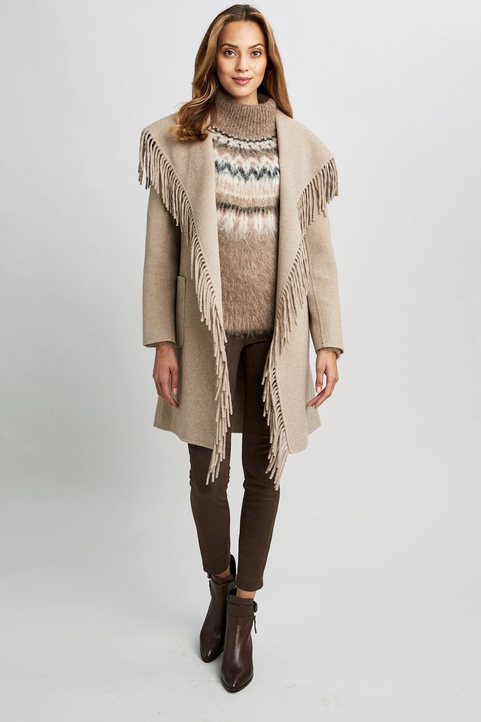 Fringe Detail Wrap Coat - Murepair