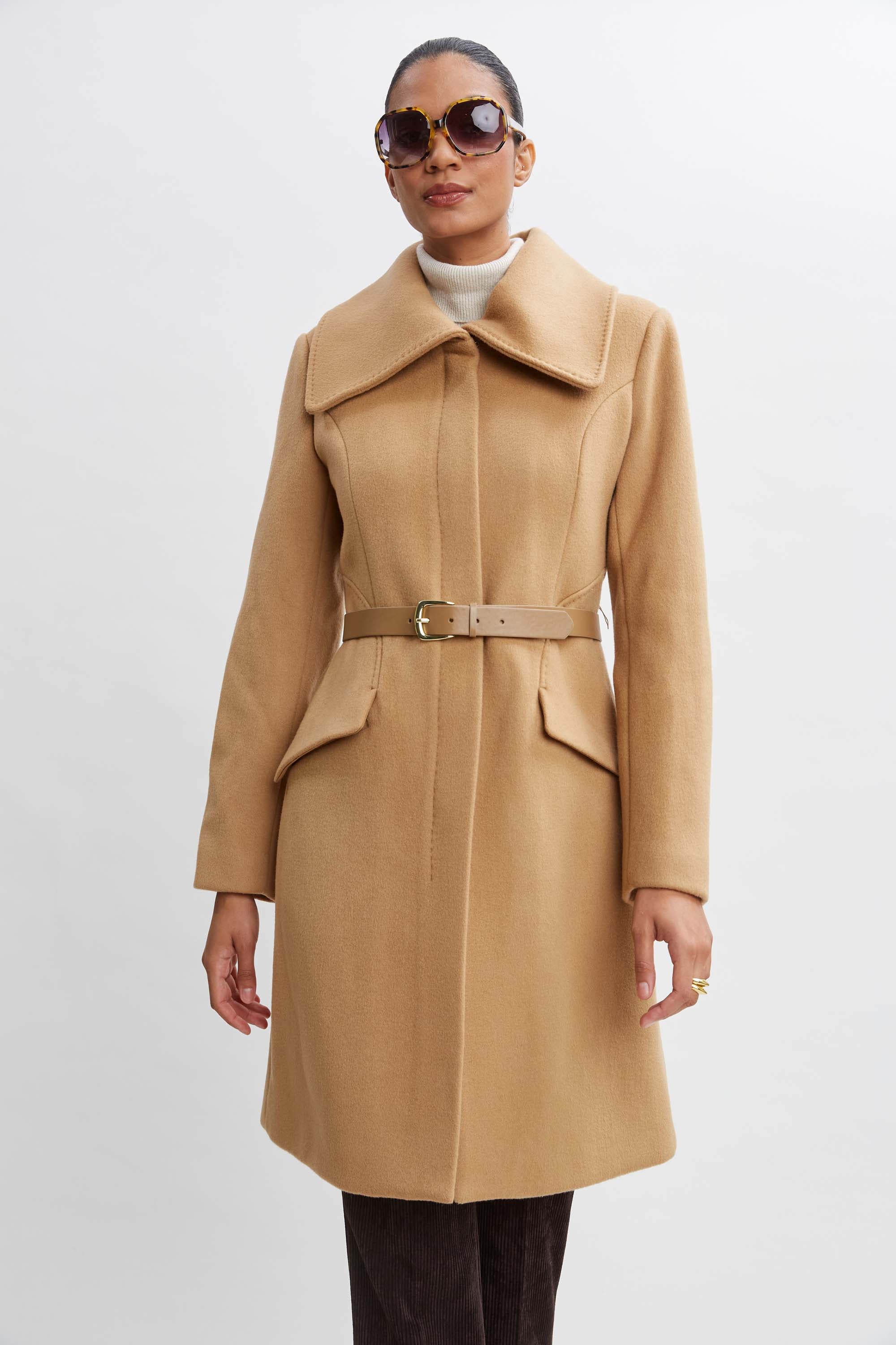 Wool Belted Panel Coat - Murepair
