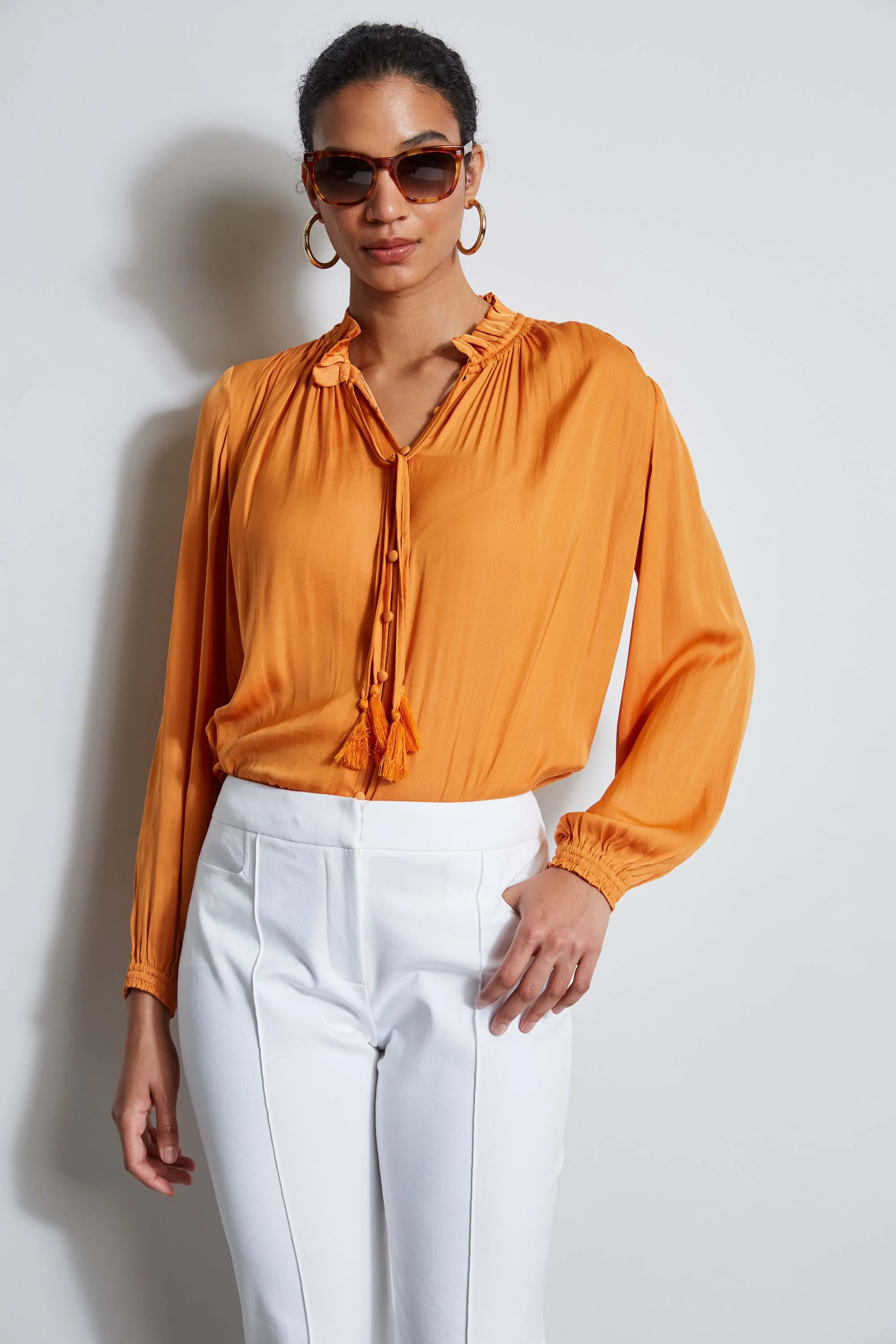 T-Tahari Tie Neck Airflow Shirt - Murepair