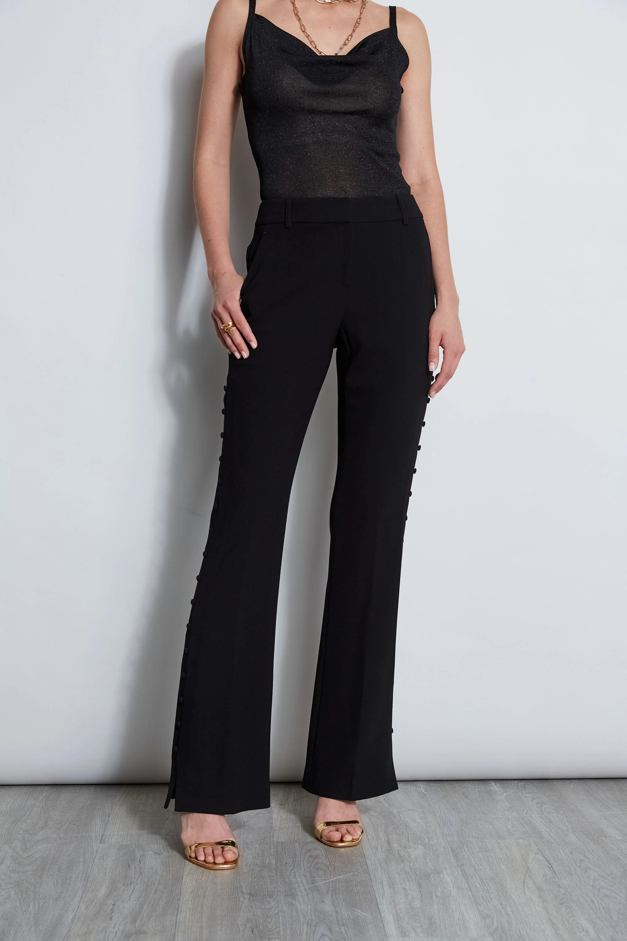 Side Button Crepe Pant - Murepair