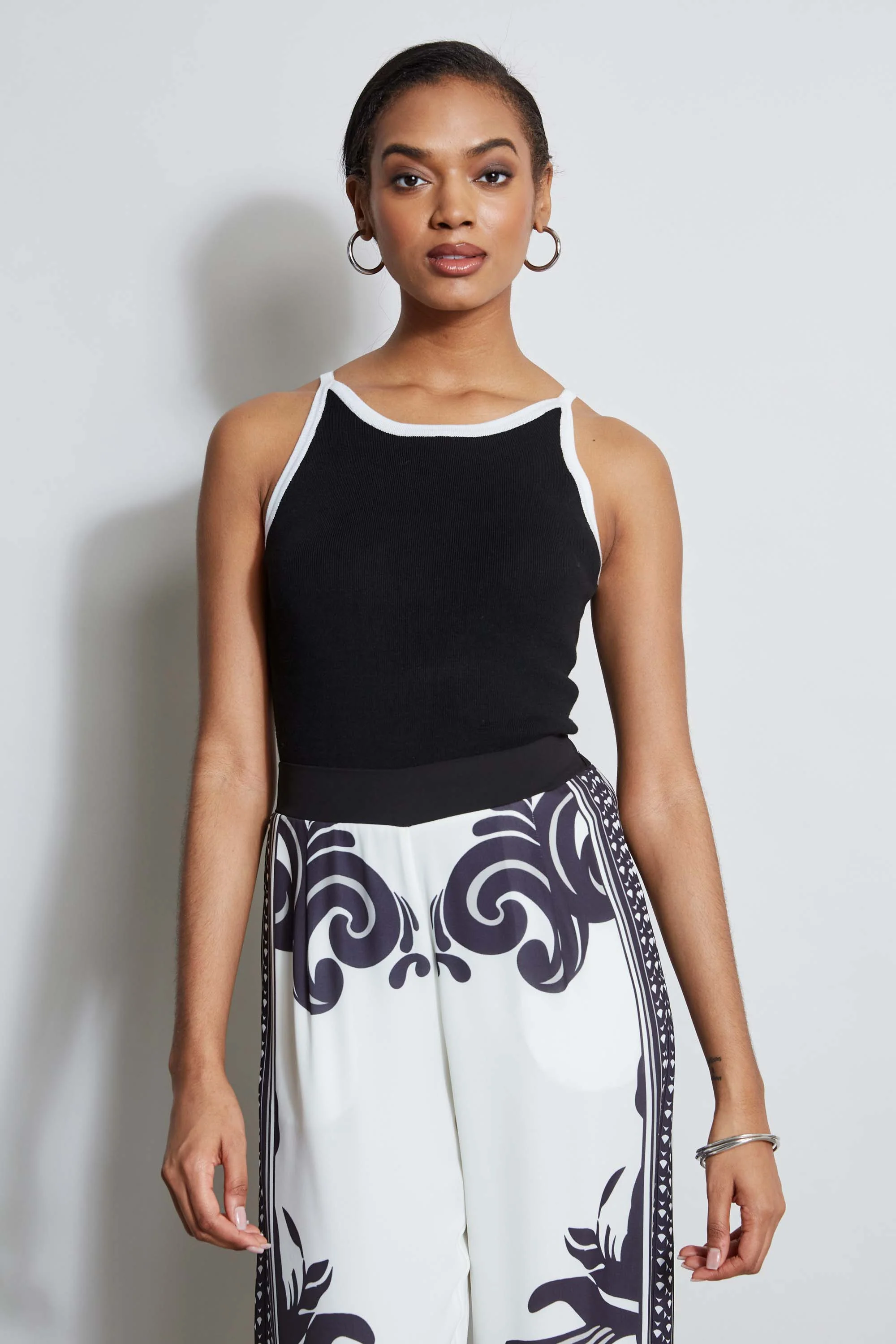 T-Tahari Contrast Knit Tank - Murepair