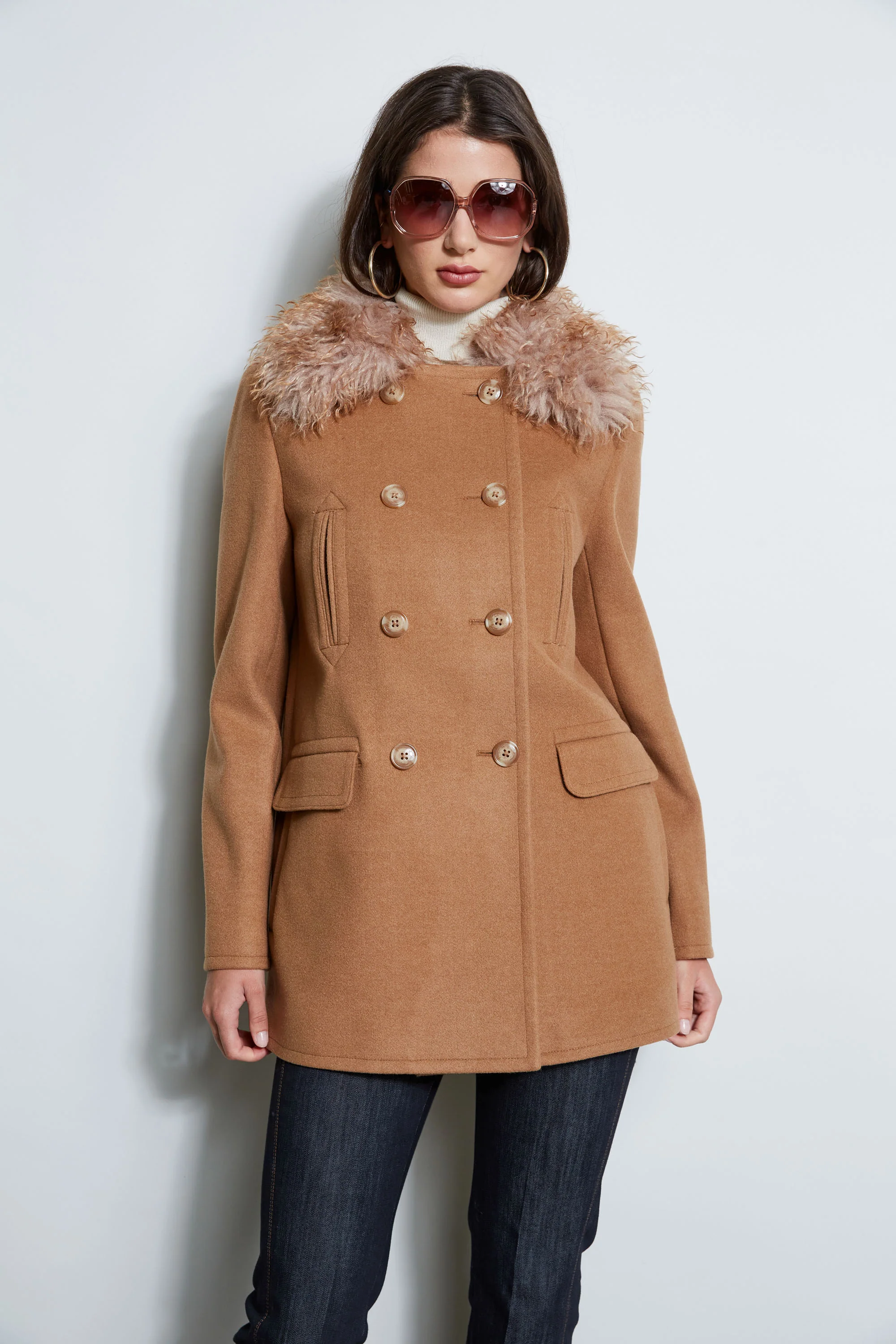 Faux Fur Collar Peacoat - Murepair