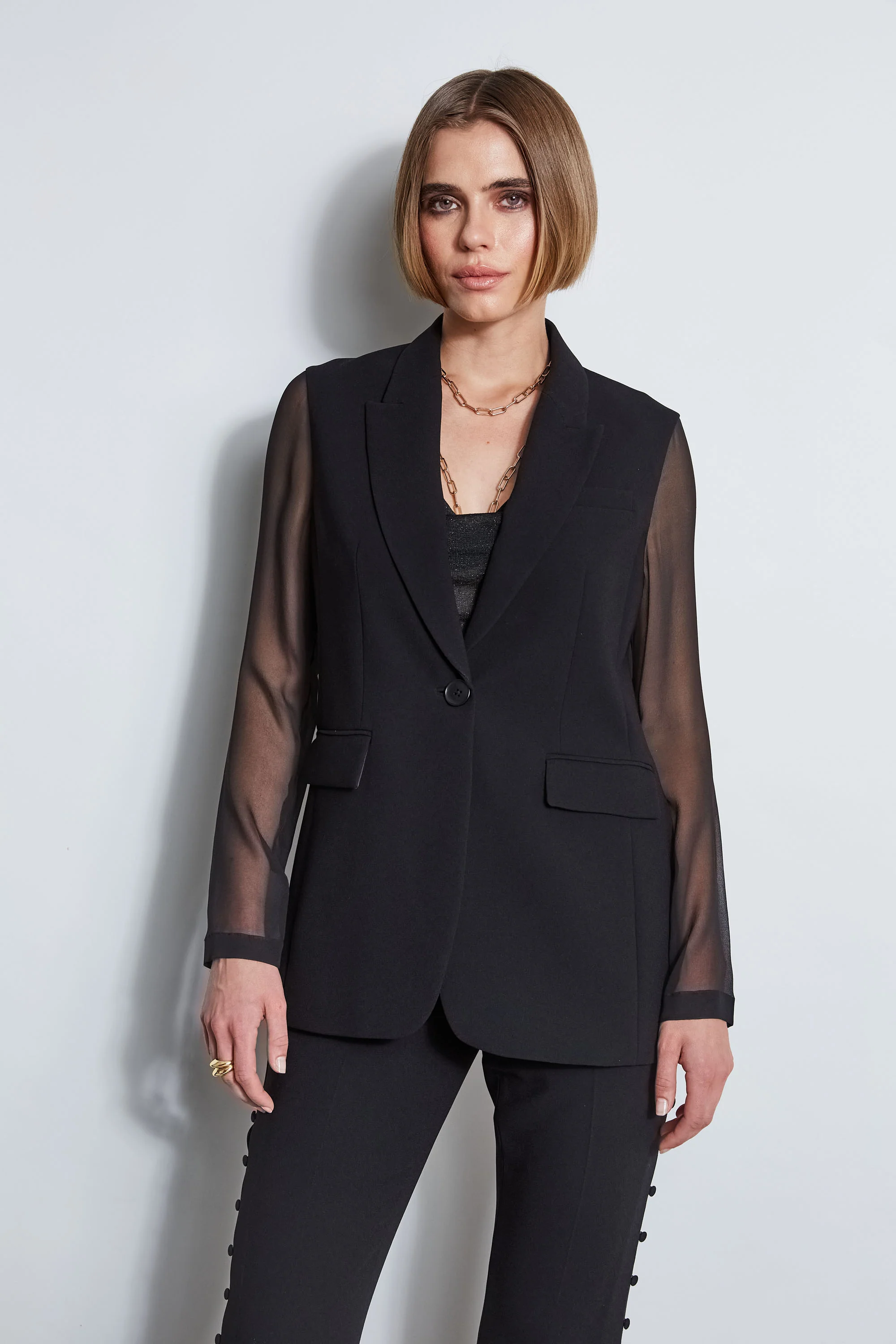 Chiffon Combo Crepe Blazer - Murepair