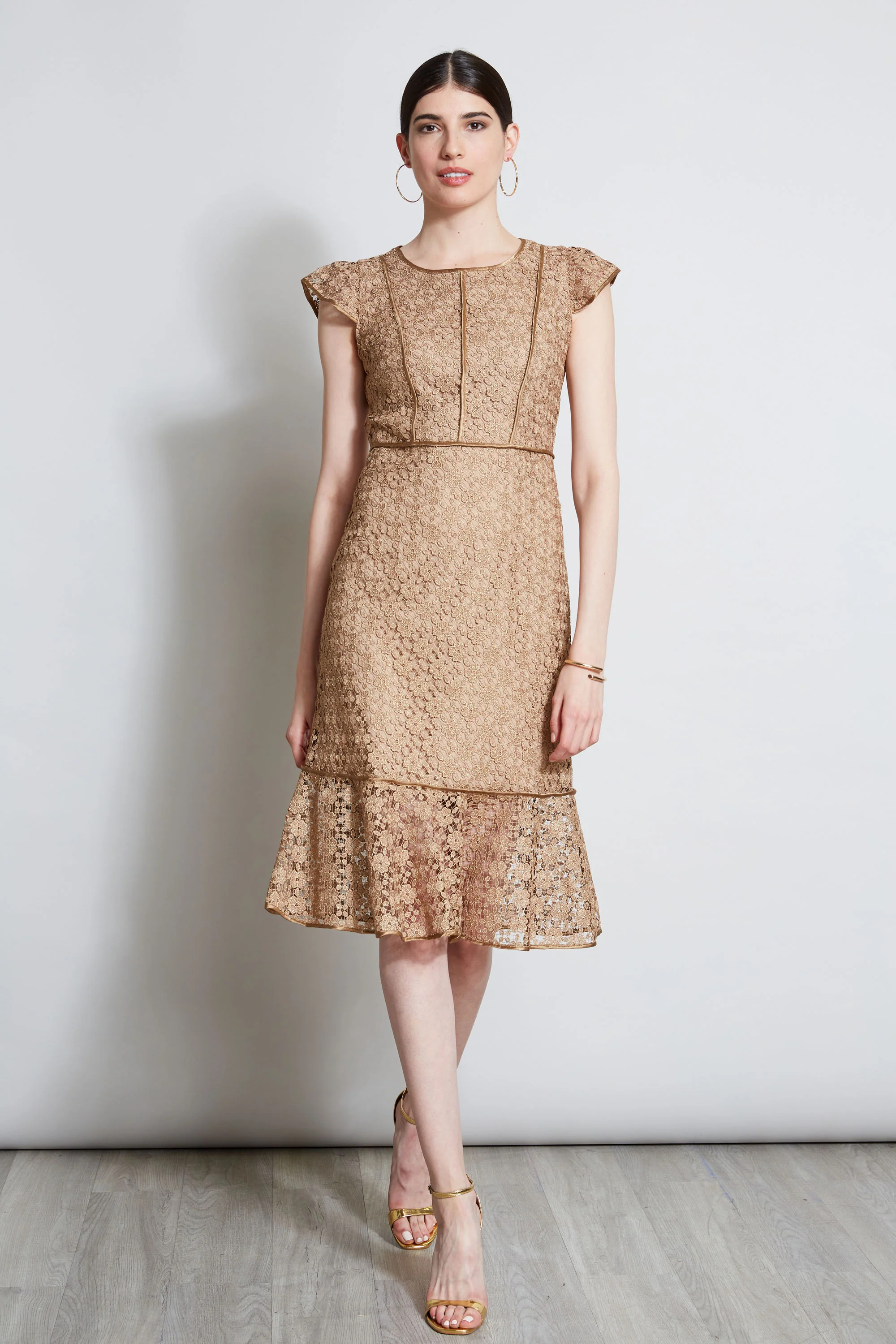 Lace Flutter Sleeve Dress - Murepair