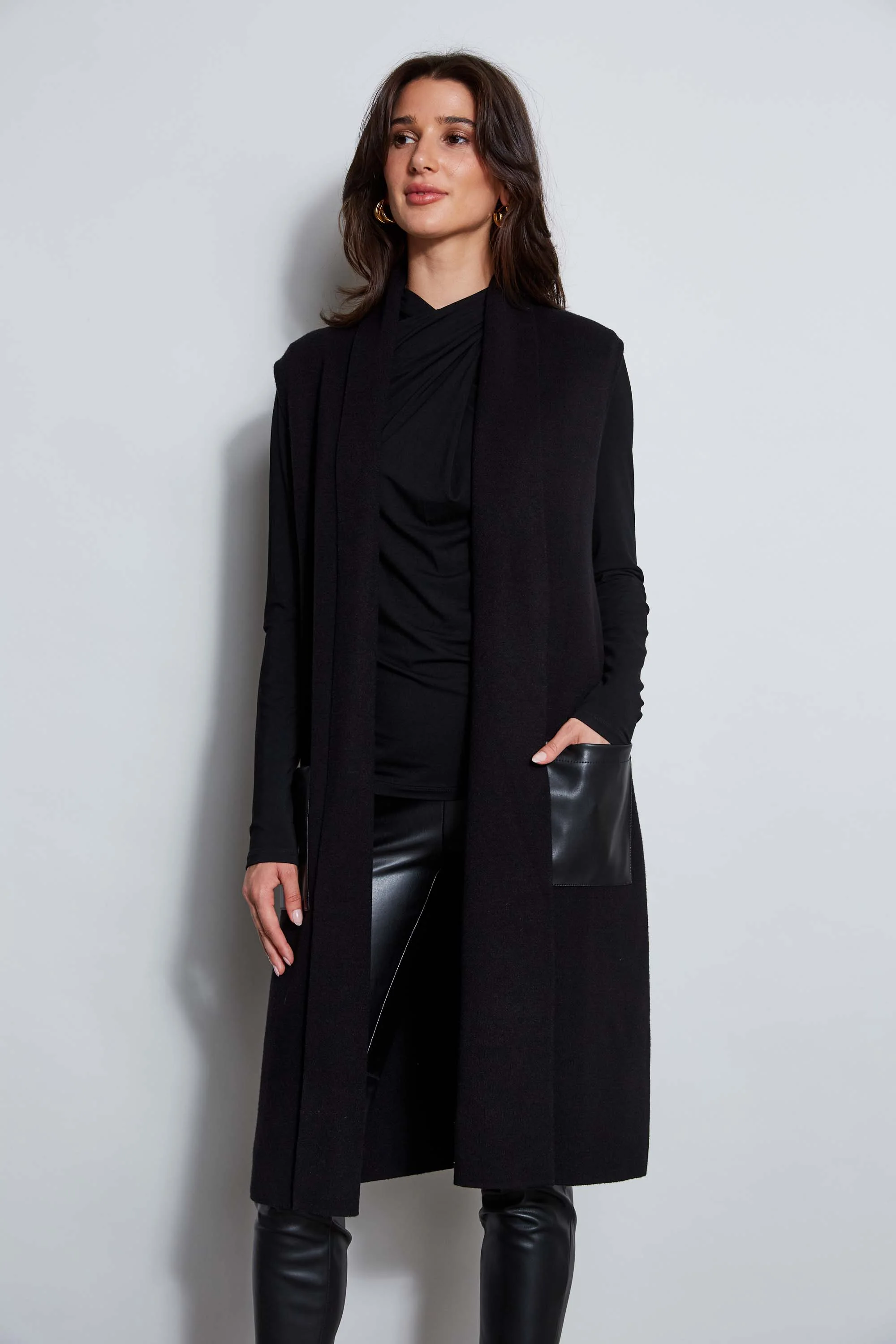 T-Tahari Vegan Leather Pocket Vest - Murepair