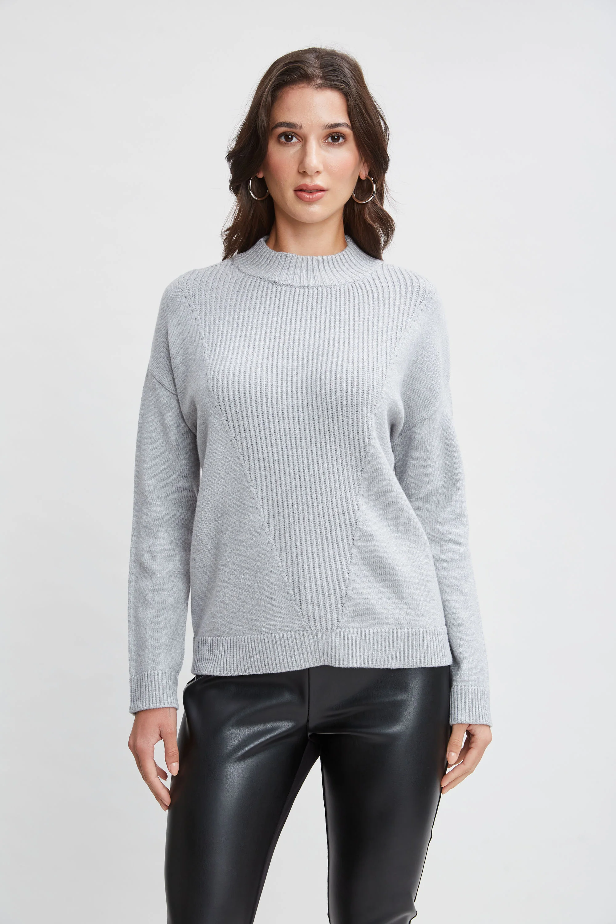T-Tahari Mock Neck Rib Sweater - Murepair
