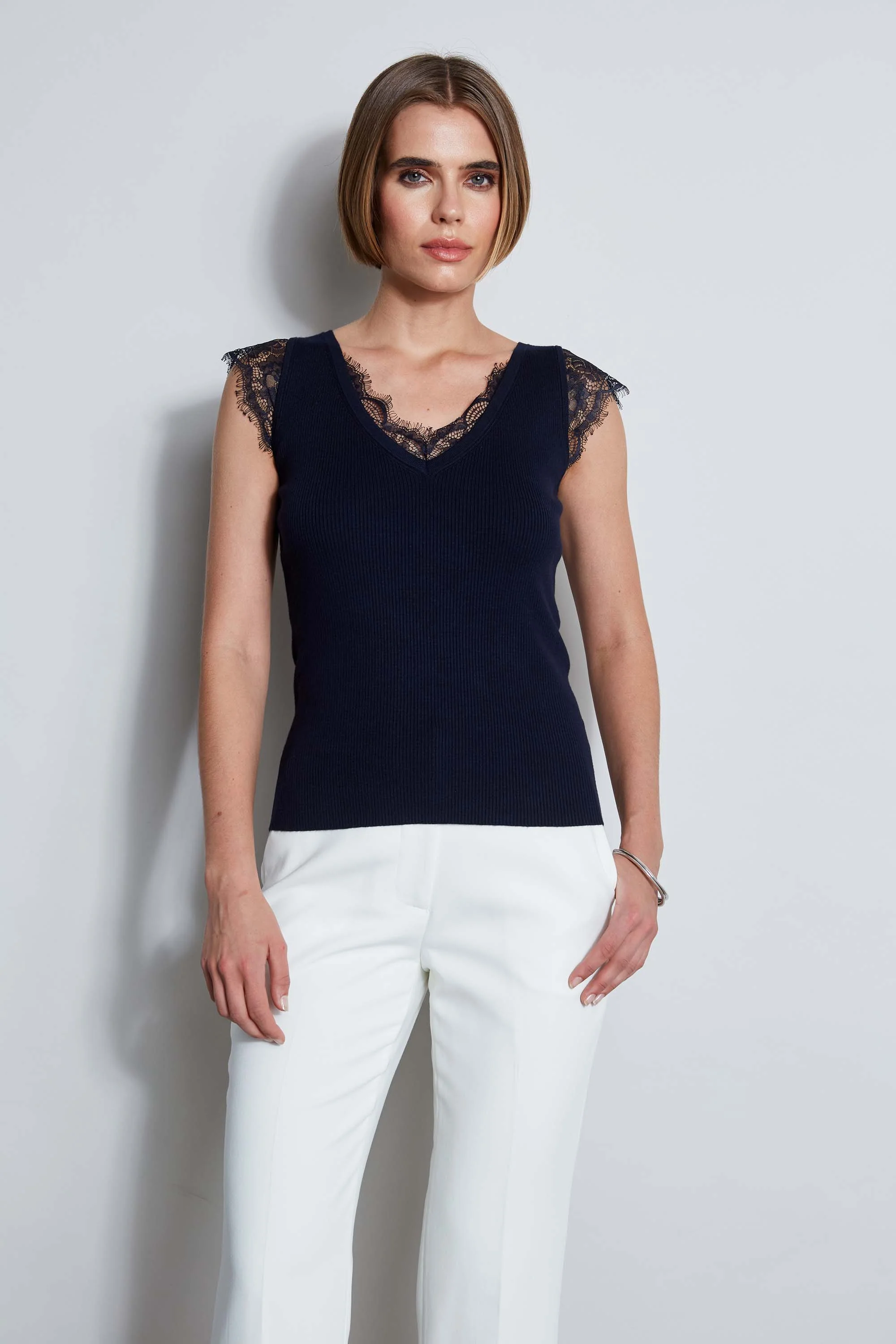 T-Tahari Lace Trim Sweater - Murepair