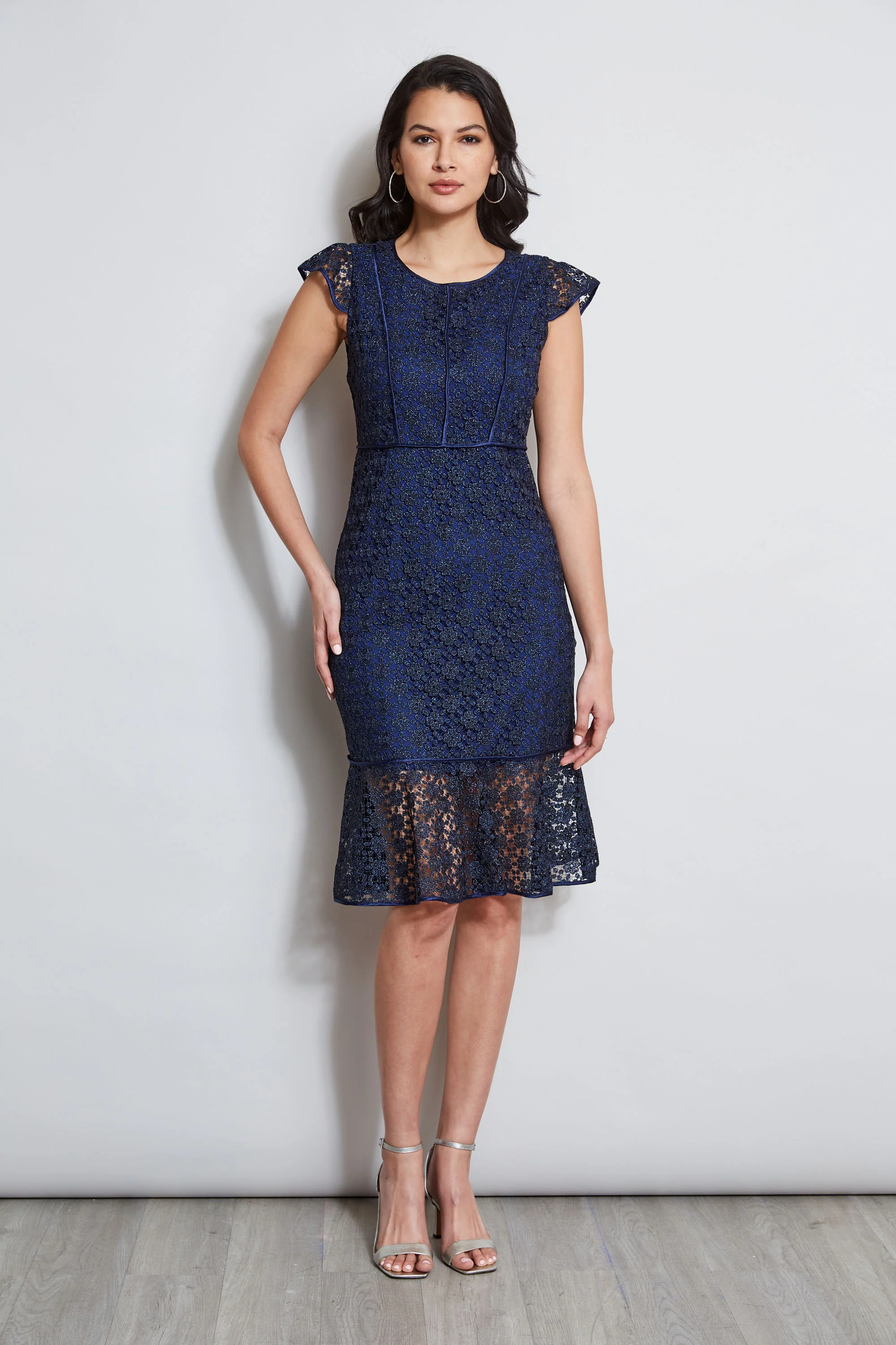 Lace Flutter Sleeve Dress - Murepair