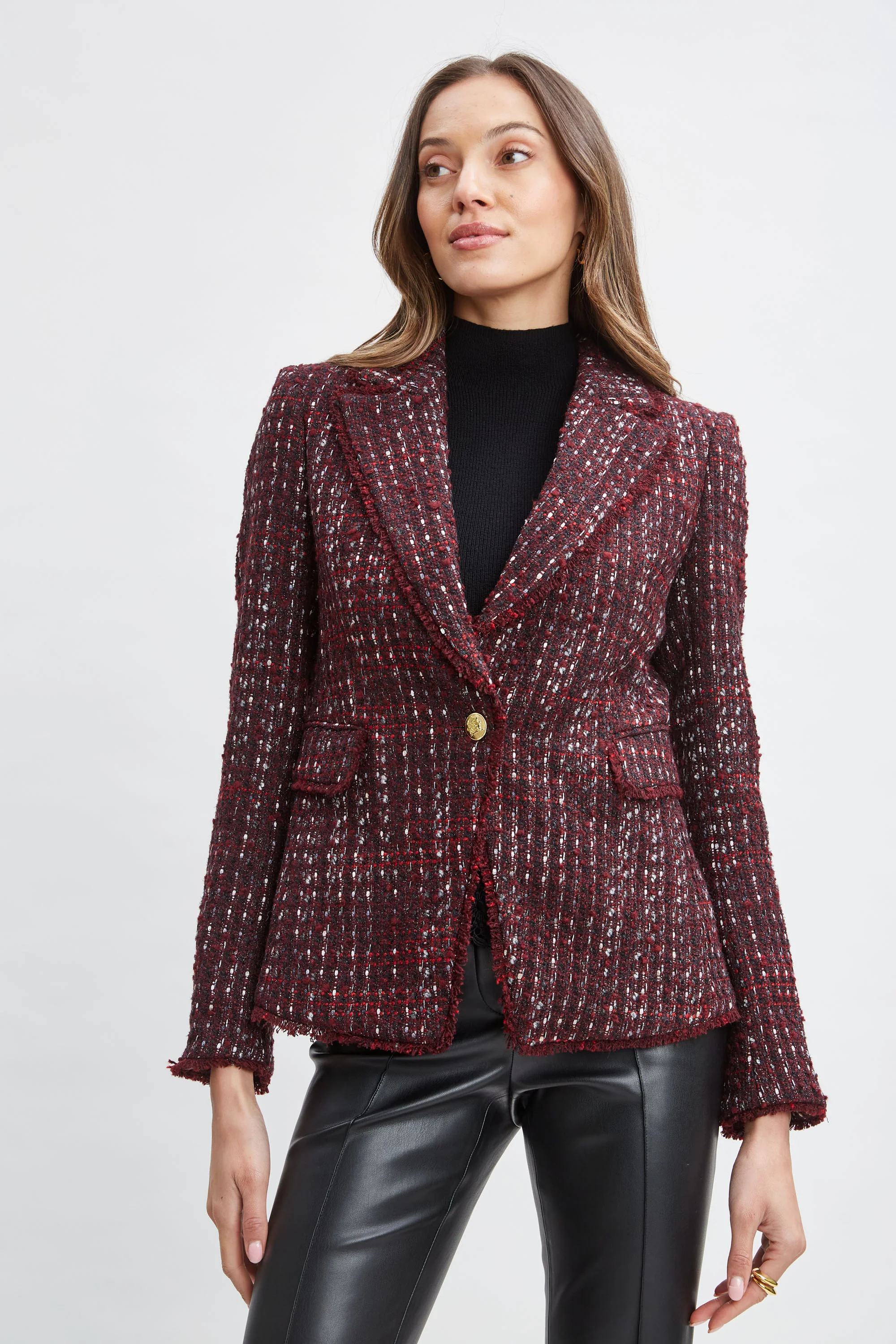 Tweed Single Button Blazer - Murepair