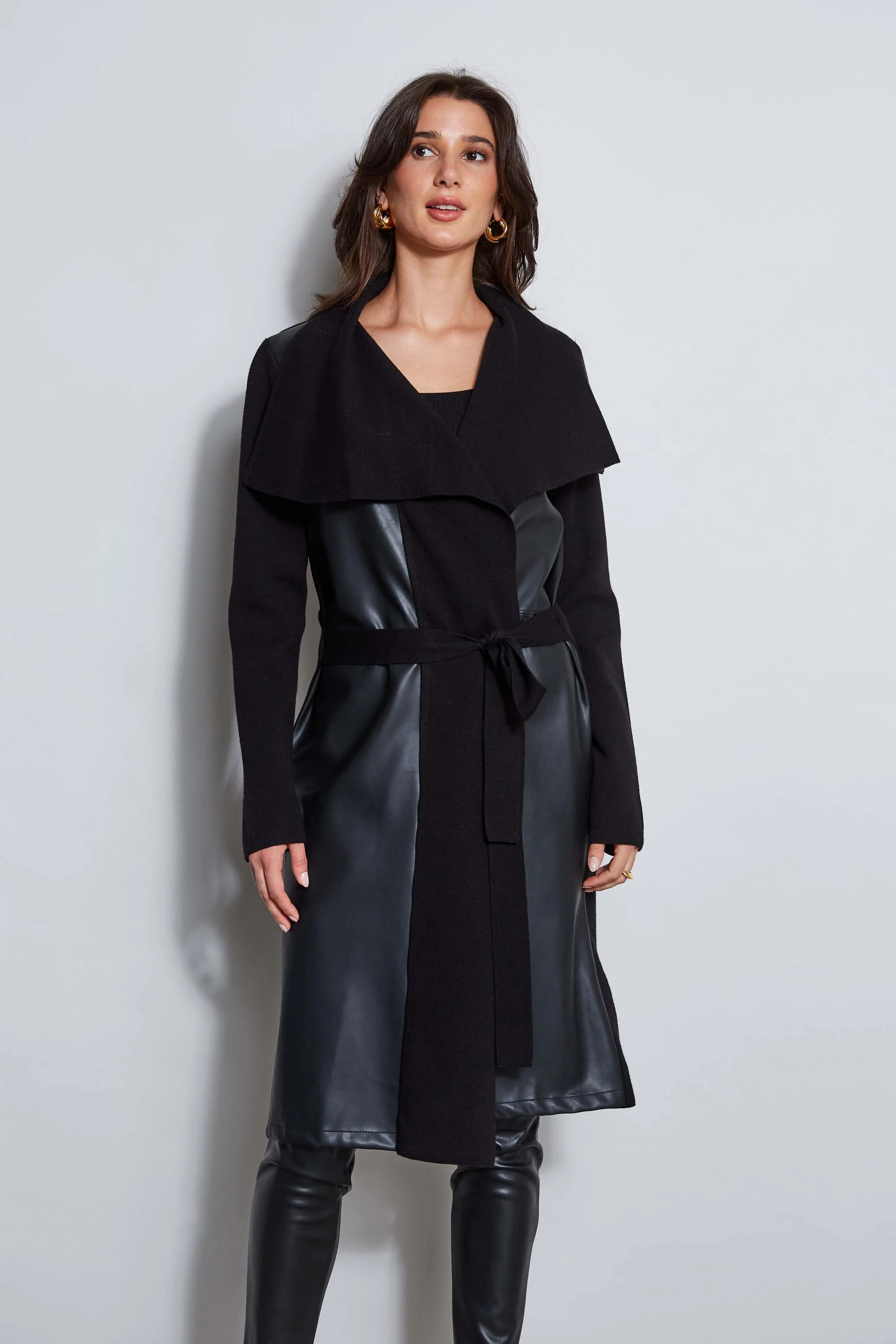 T-Tahari Vegan Leather Knit Jacket - Murepair