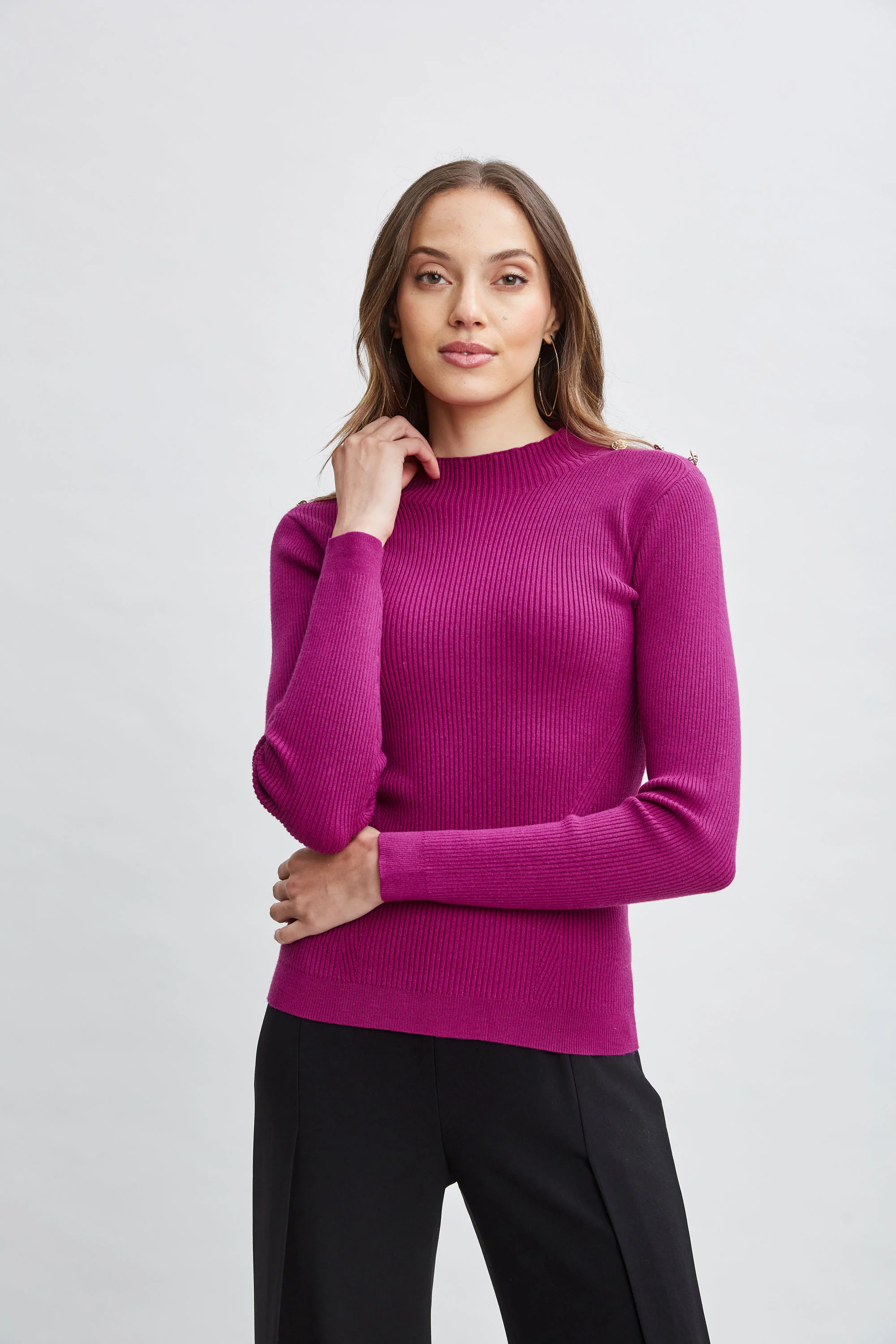 Mock Neck Button Sweater - Murepair