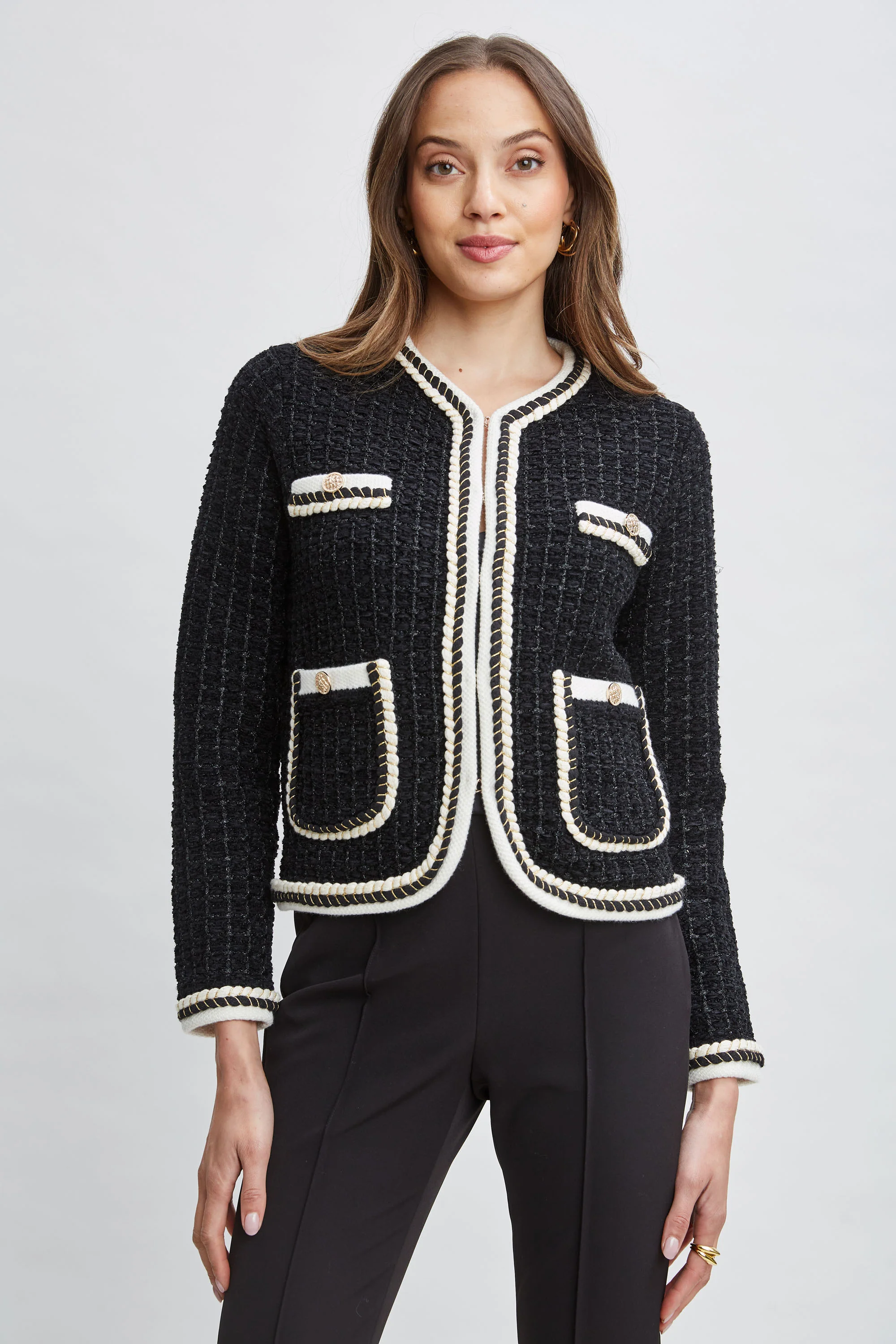 Contrast Cardigan Sweater - Murepair