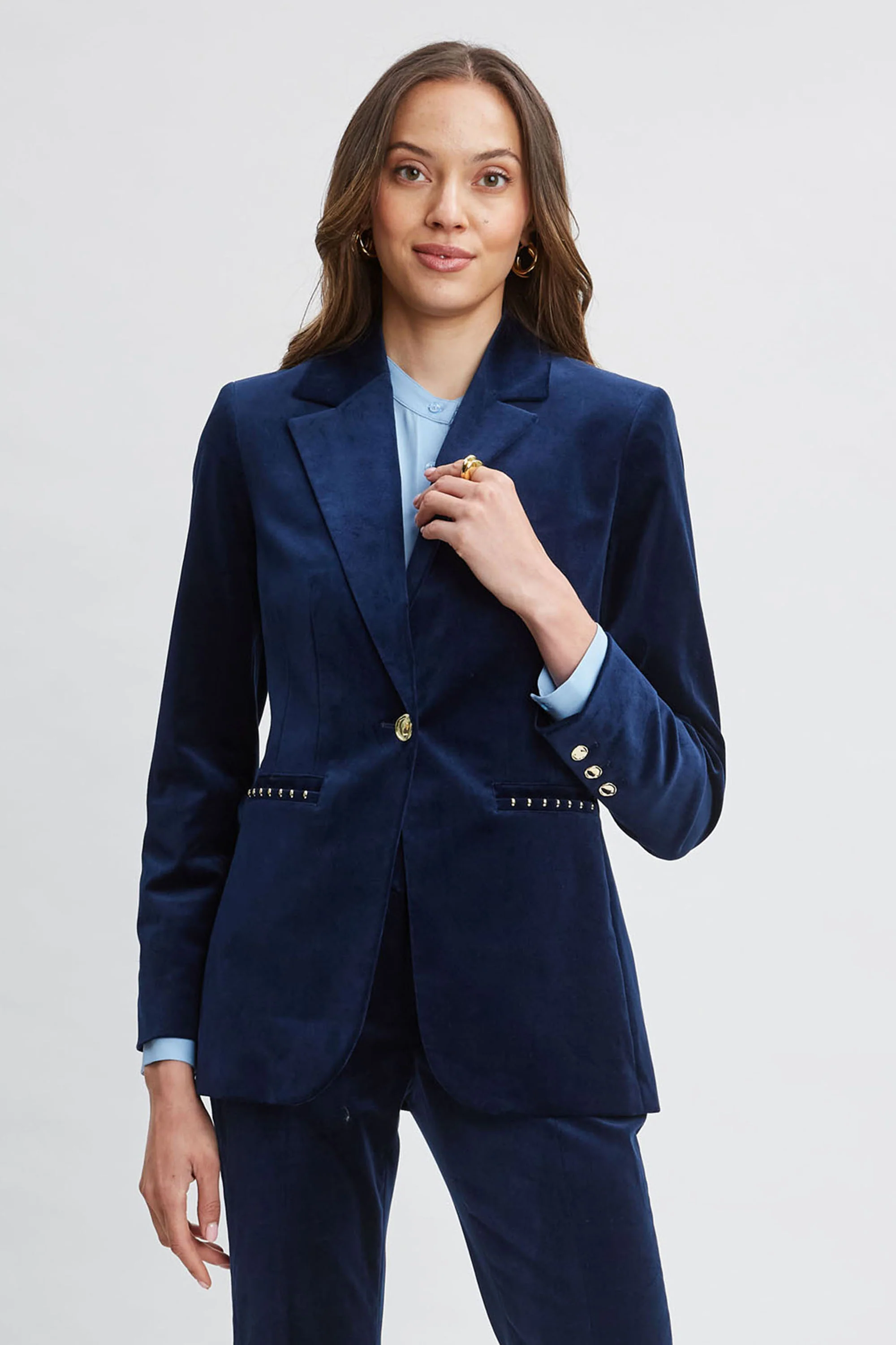 Single Button Velvet Blazer - Murepair