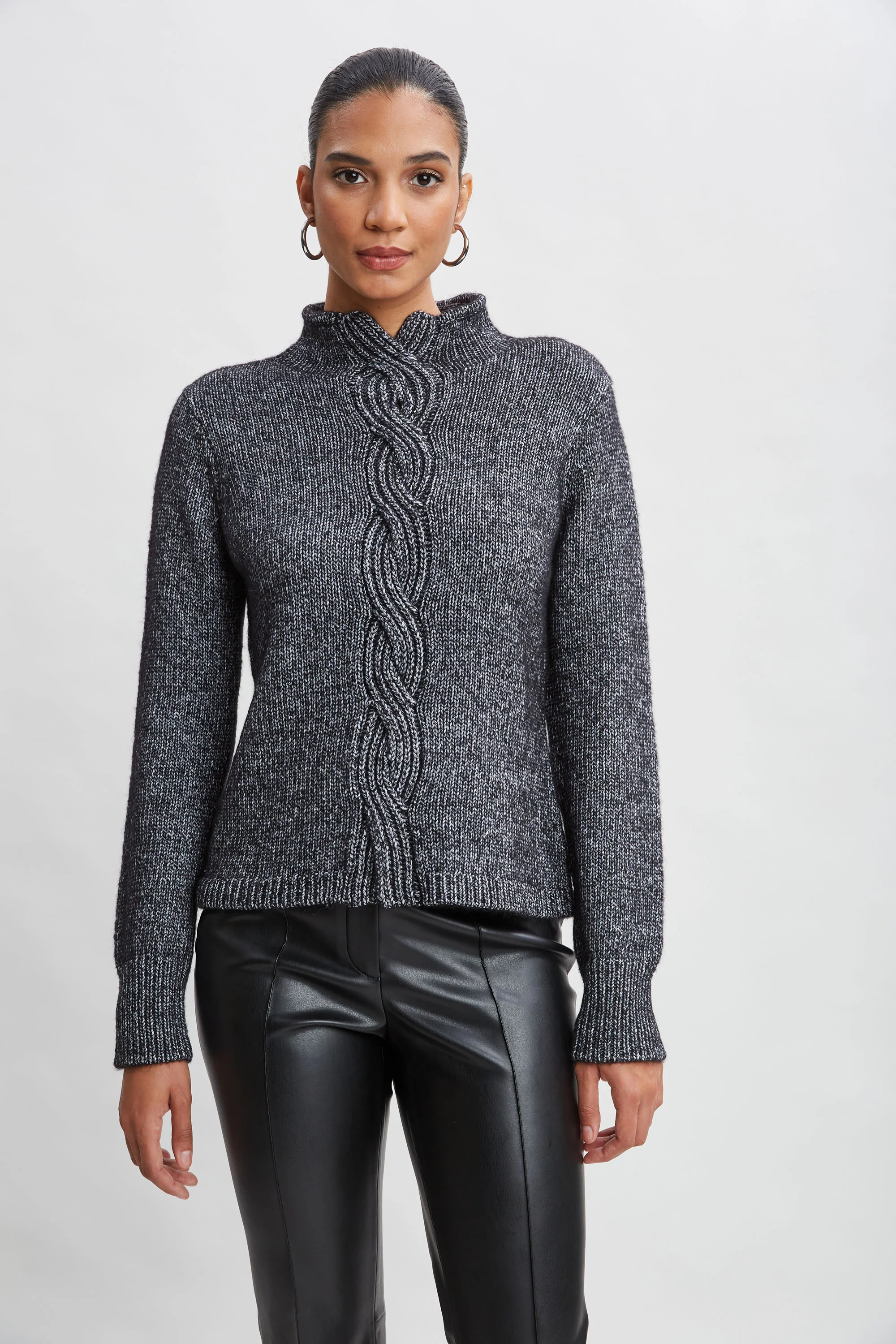 Cable Front Cotton Merino Sweater - Murepair