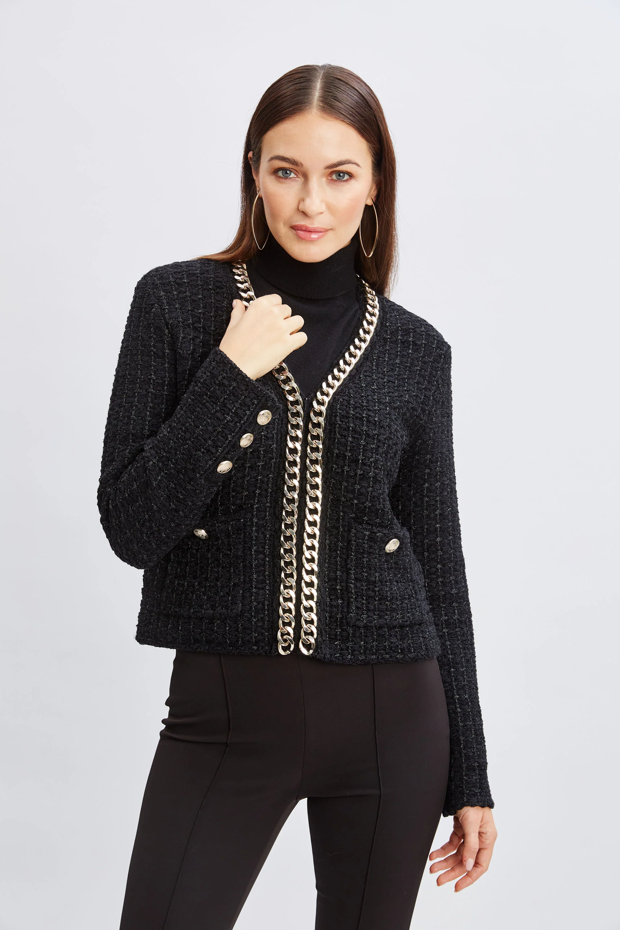 Chain Trim Metallic Cardigan - Murepair
