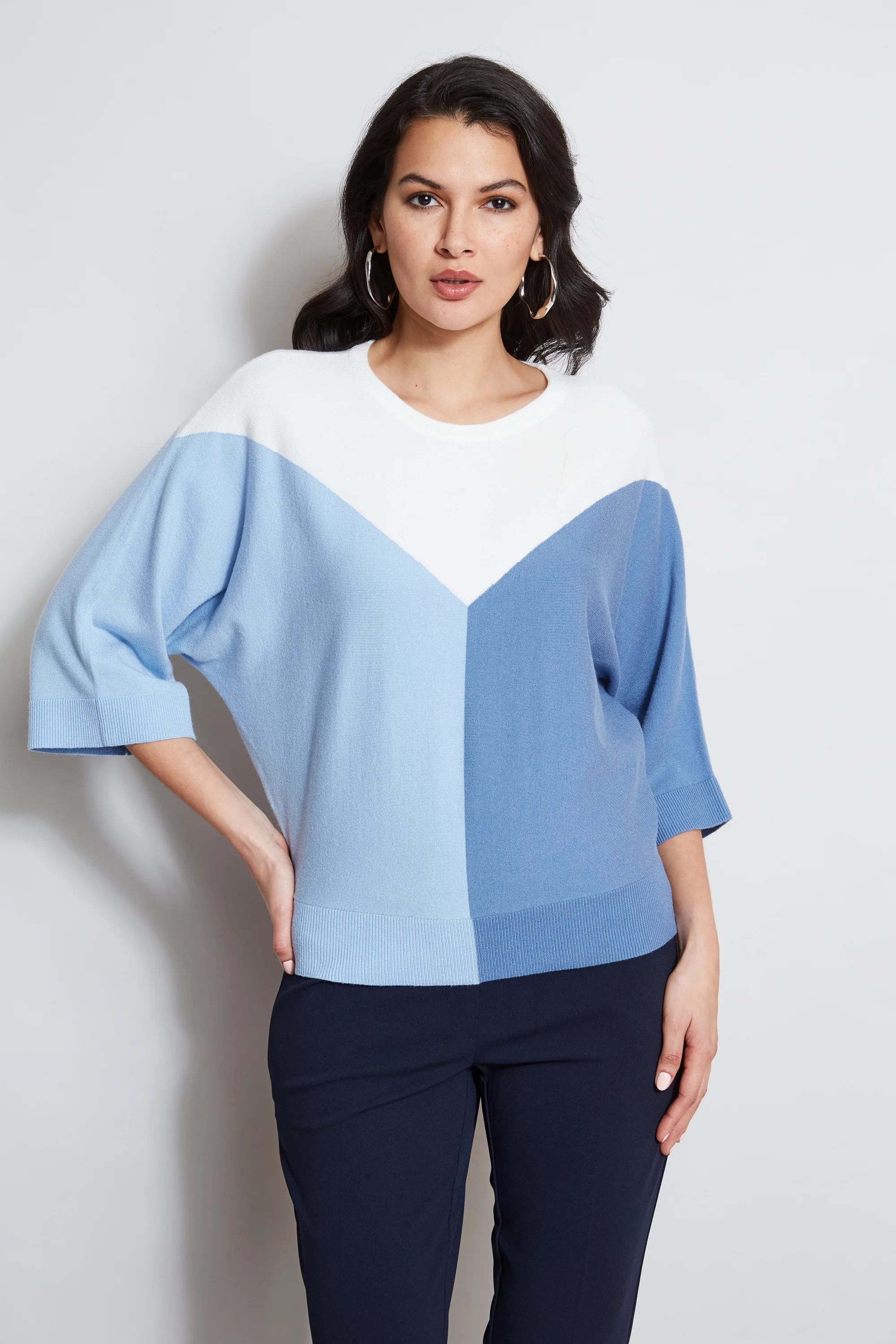 T-Tahari Short Sleeve Color Blocked Sweater - Murepair