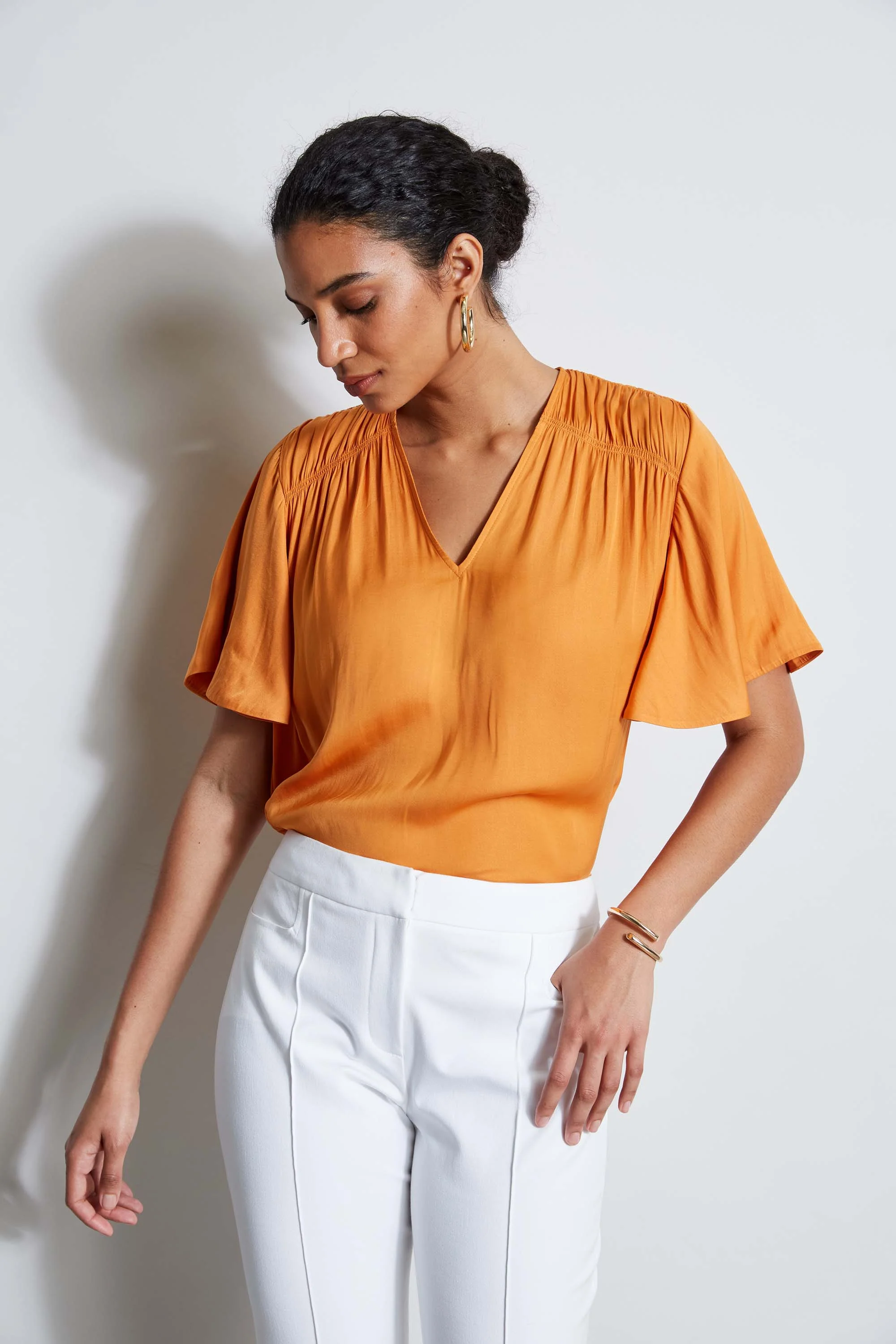 T-Tahari Flutter Sleeve Shirt - Murepair