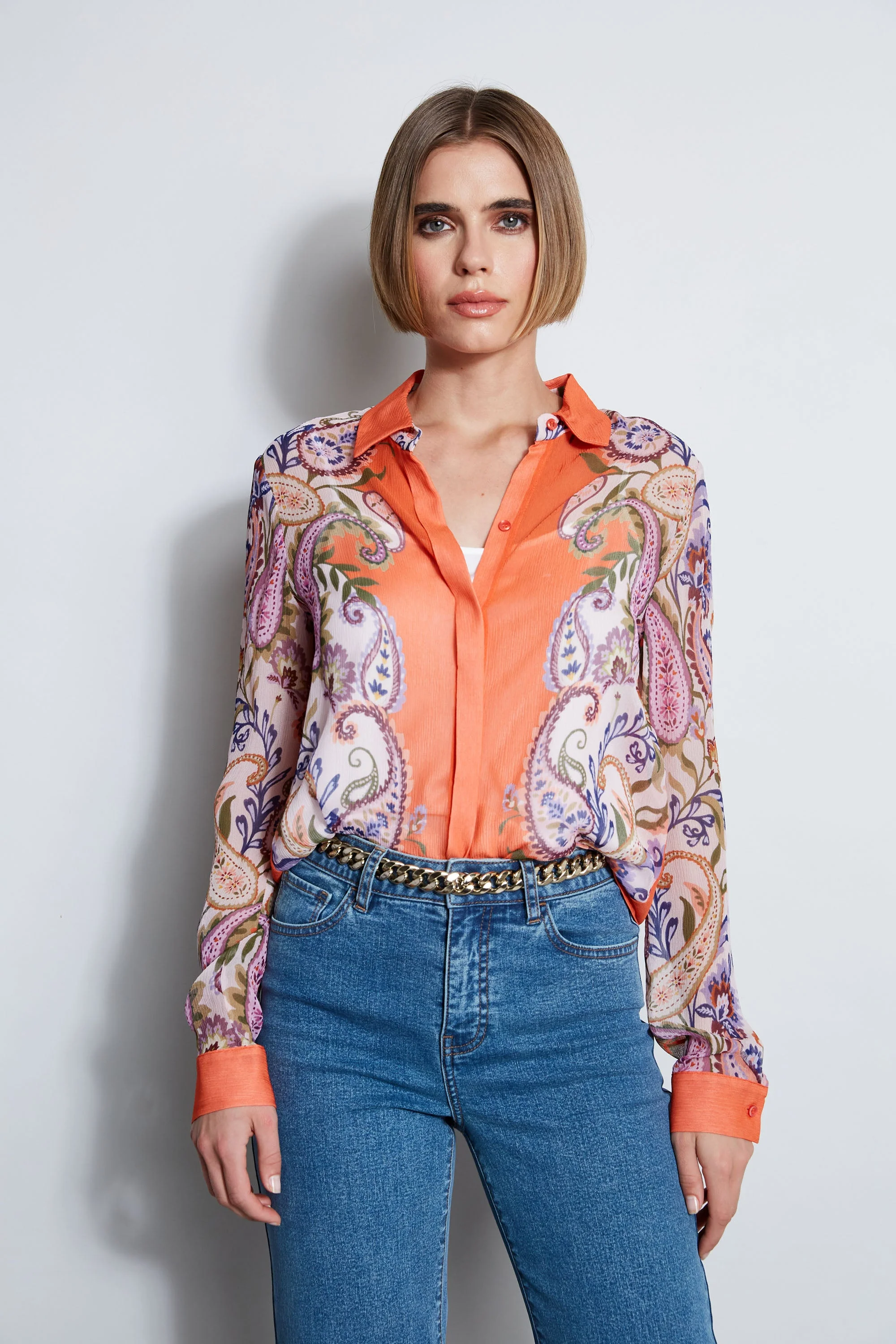 Silk Paisley Button Down Shirt - Murepair