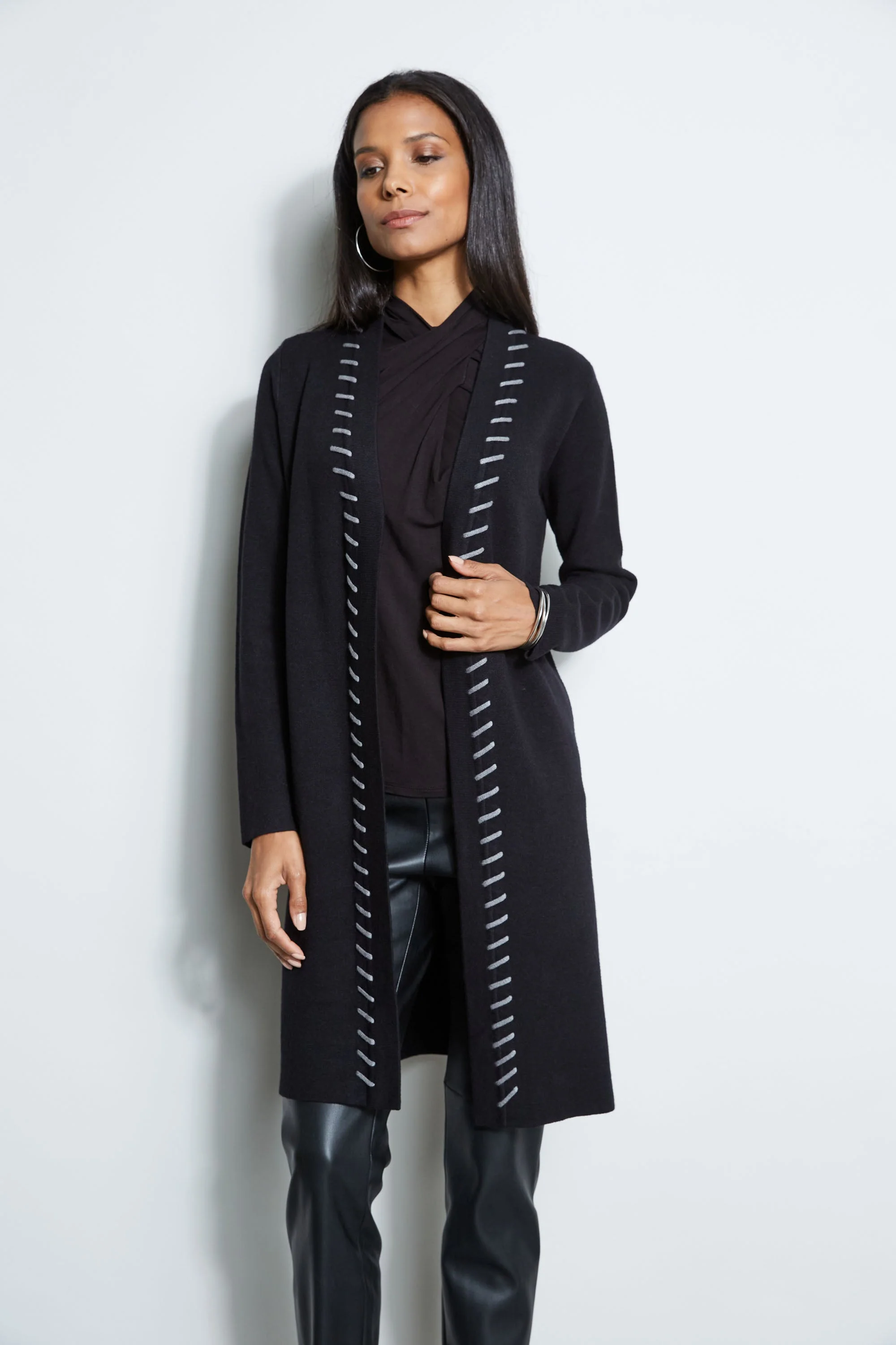 T-Tahari Long Stitched Cardigan - Murepair