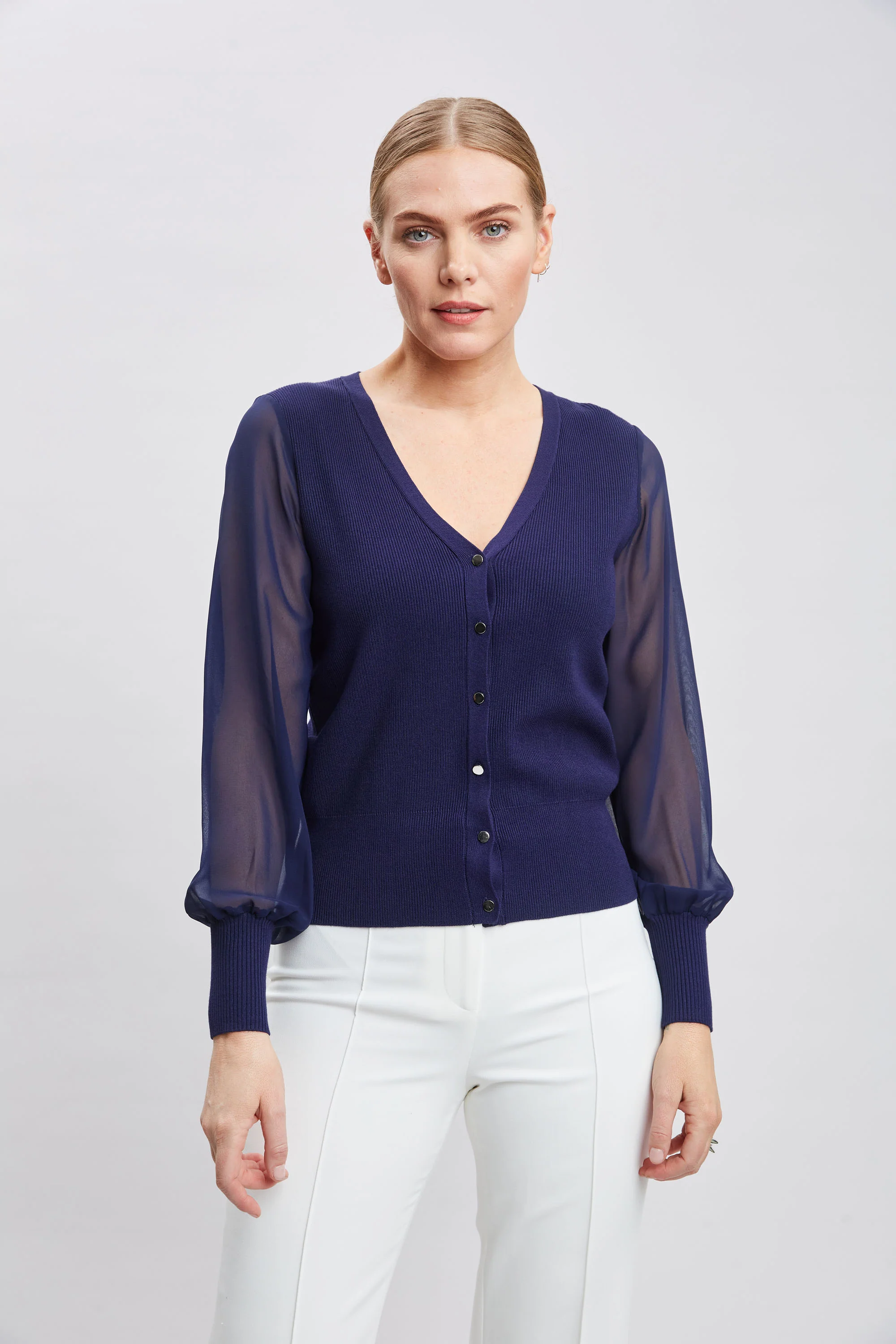 T-Tahari Chiffon Sleeve Cardigan - Murepair