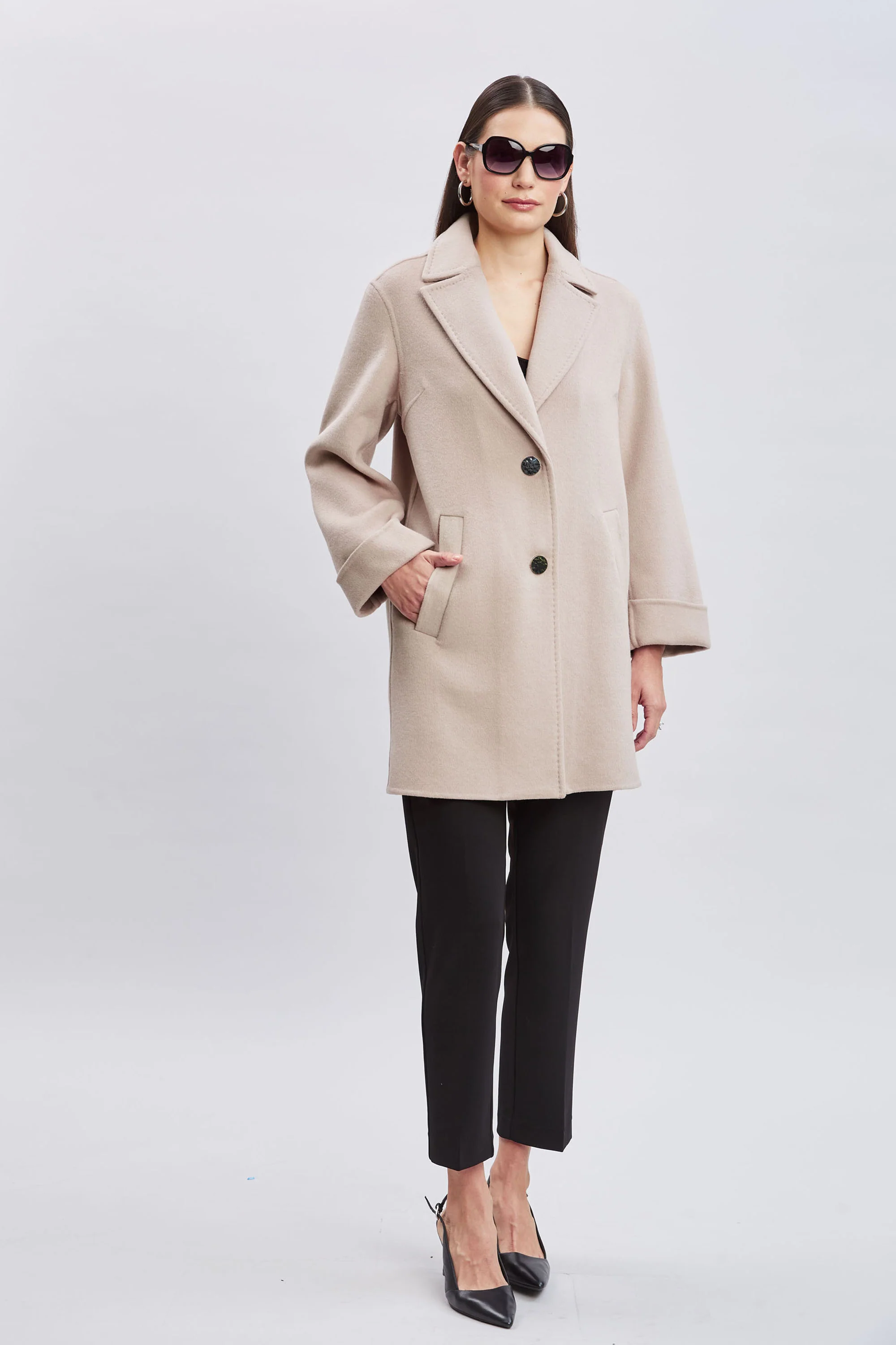 Tahari Double Face Wool Blend Two Button Coat - Murepair