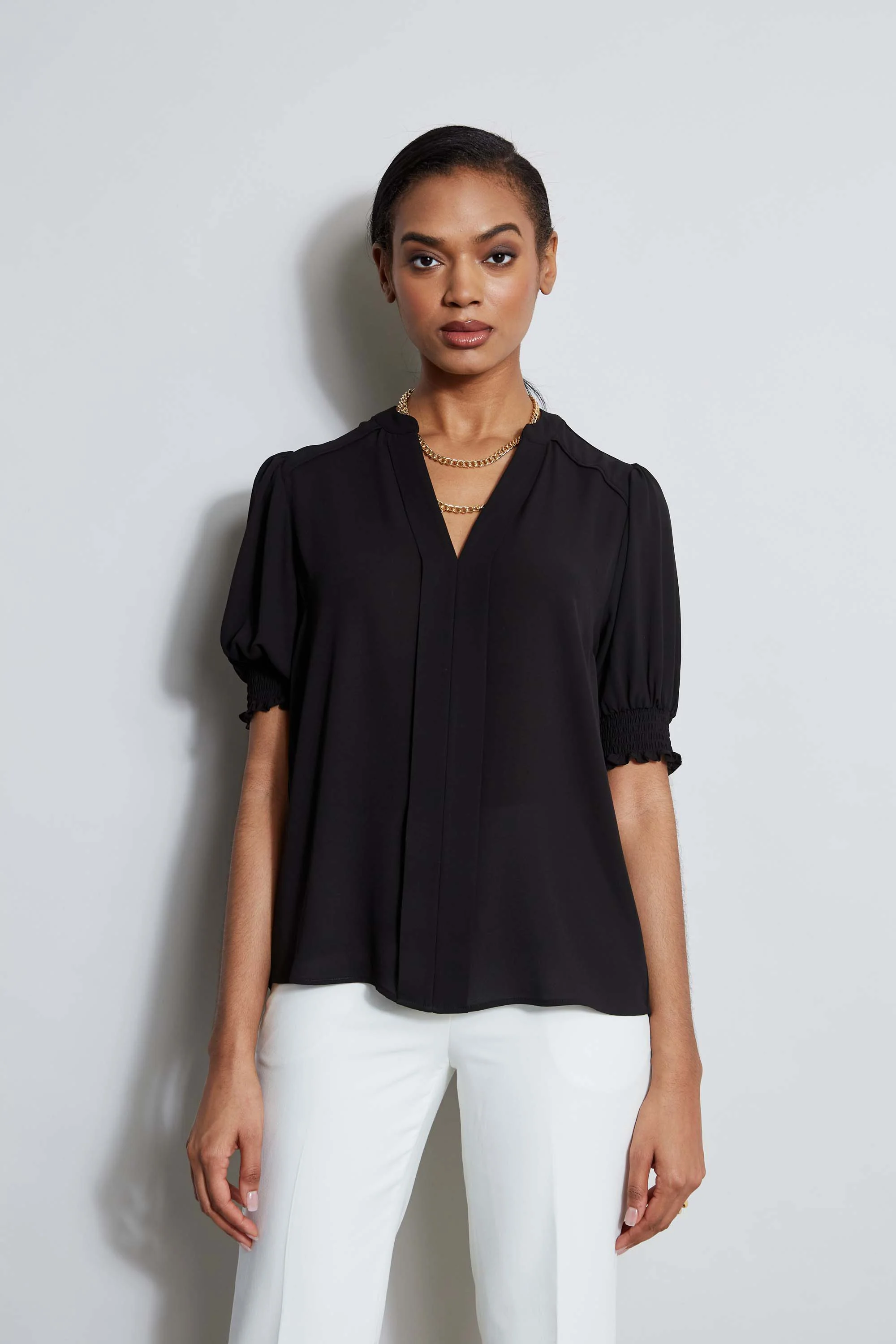T-Tahari Split Neck Top - Murepair
